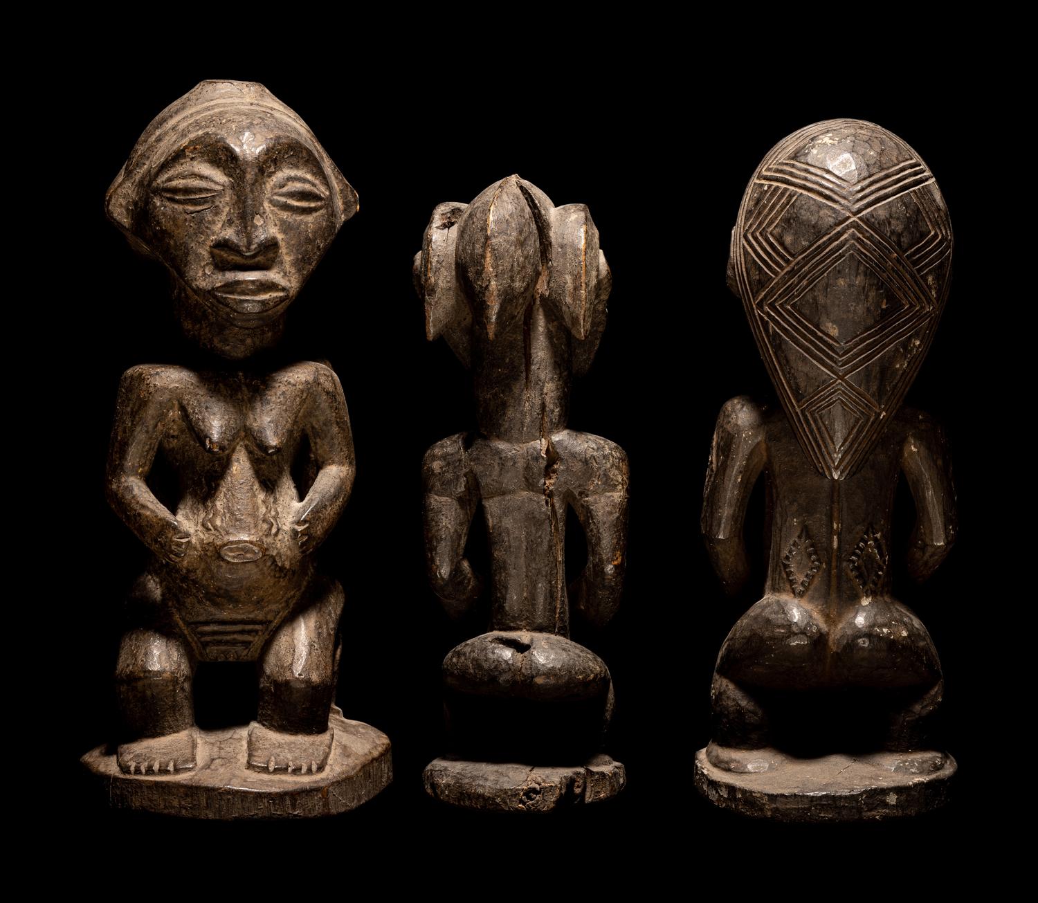 Three Baule Wood Figures