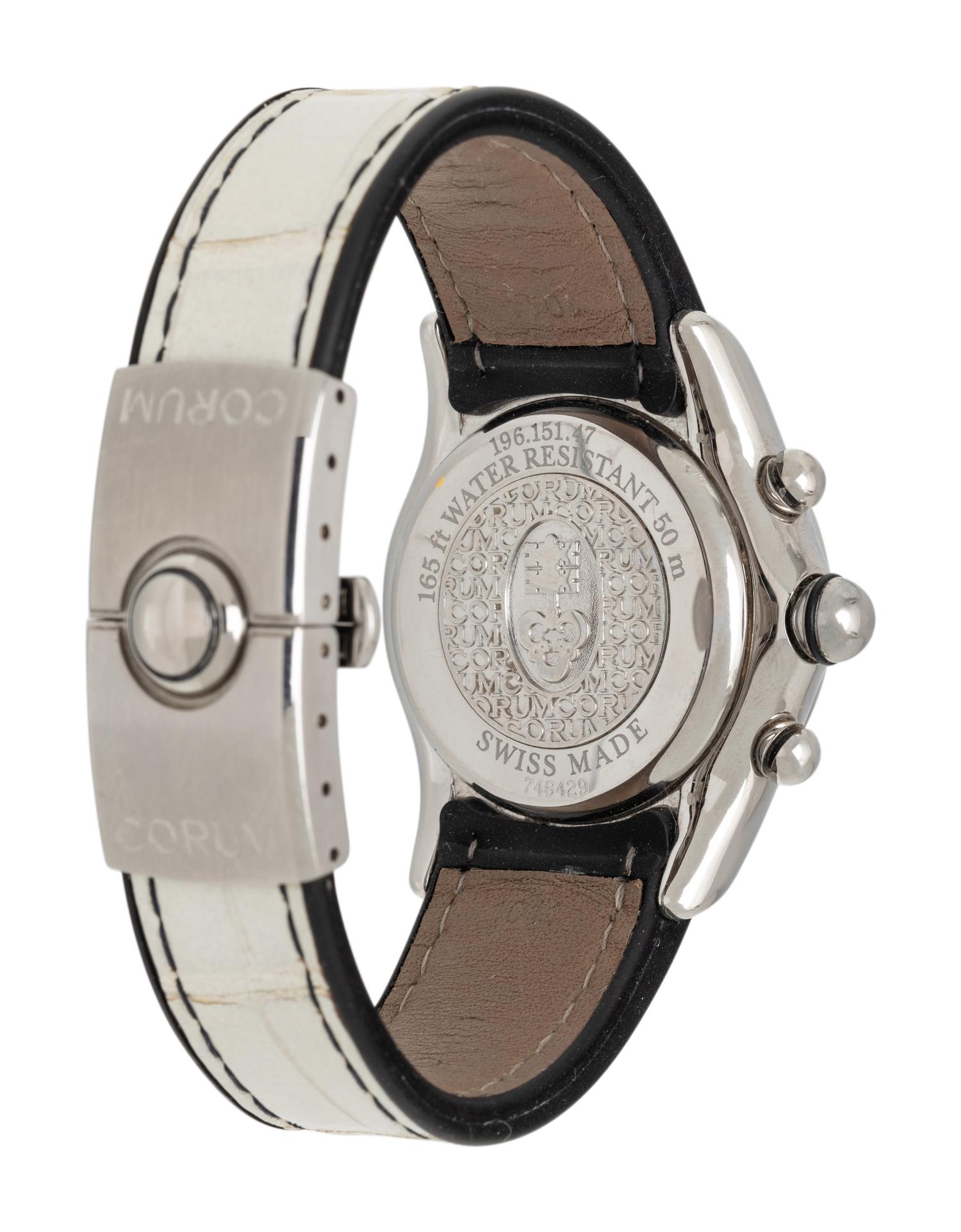 CORUM, REF. 196.151.47 STAINLESS STEEL AND DIAMOND 'BUBBLE' CHRONOGRAPH WATCH