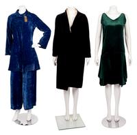 Four Velvet Items: One Two-Piece Pant Ensemble, One Coat, and One Dress, 1920-30s
