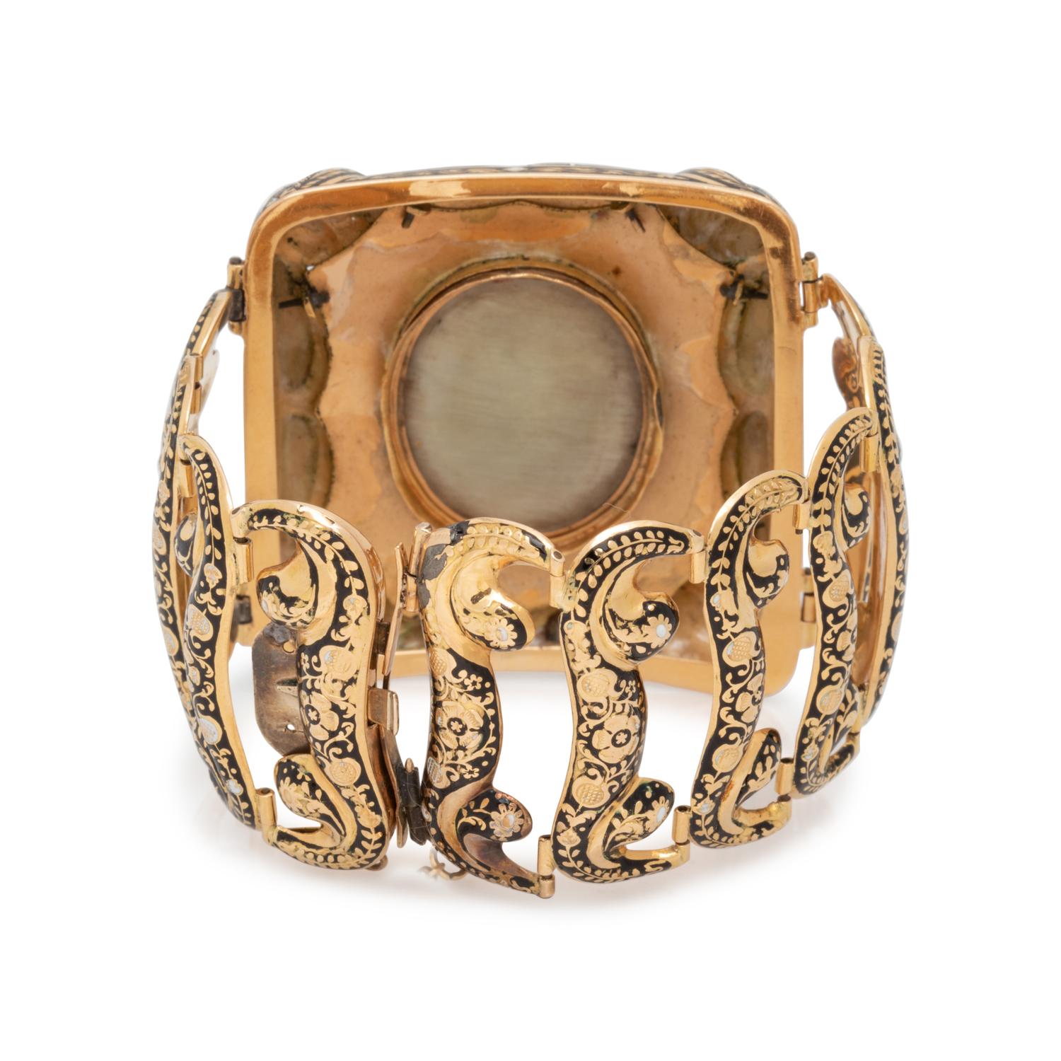 GEORGIAN, YELLOW GOLD AND ENAMEL BRACELET