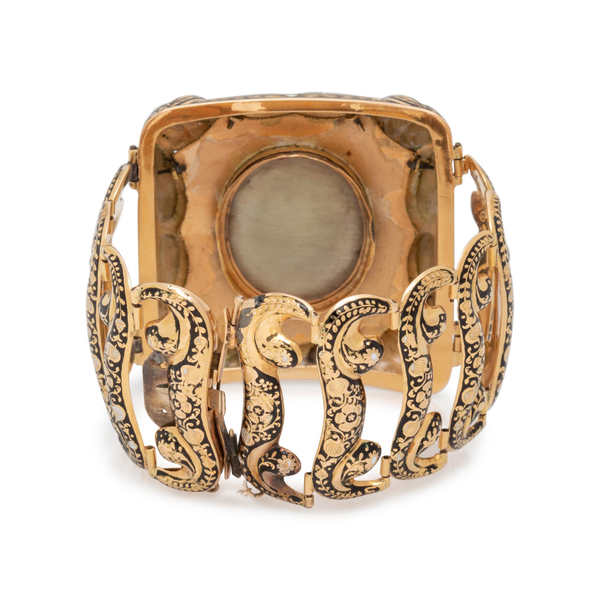 GEORGIAN, YELLOW GOLD AND ENAMEL BRACELET