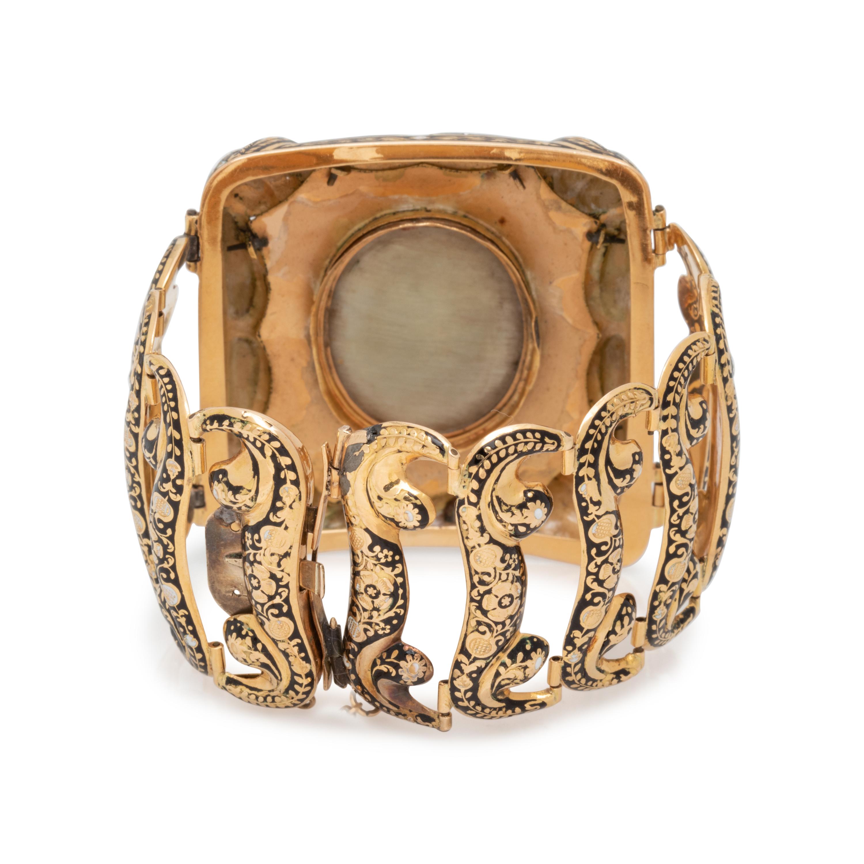 GEORGIAN, YELLOW GOLD AND ENAMEL BRACELET