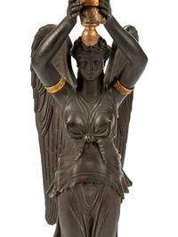 A Pair of Empire Style Gilt and Patinated Bronze and Tôle Six-Light Candelabra
