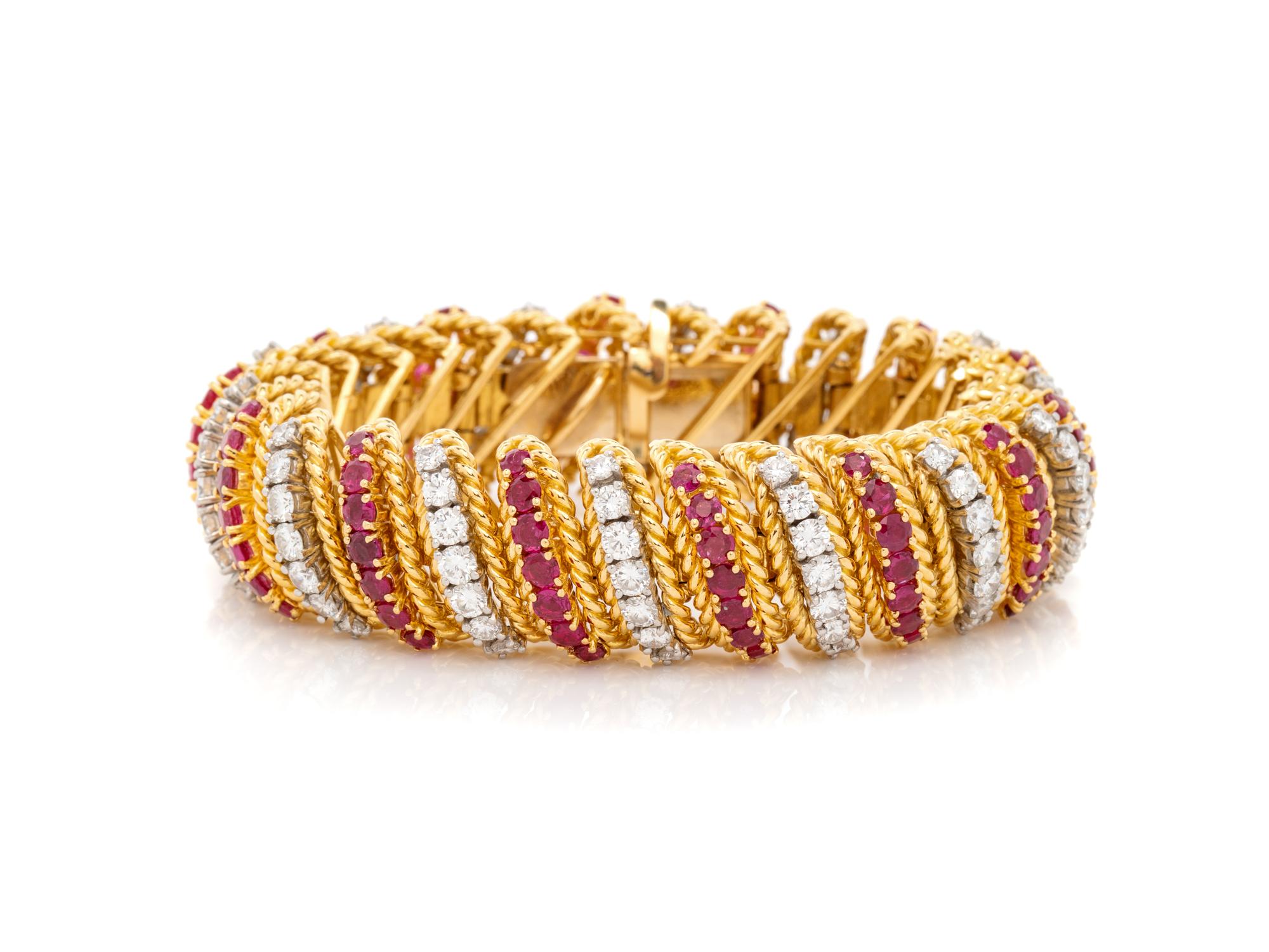 YELLOW GOLD, DIAMOND AND RUBY BRACELET