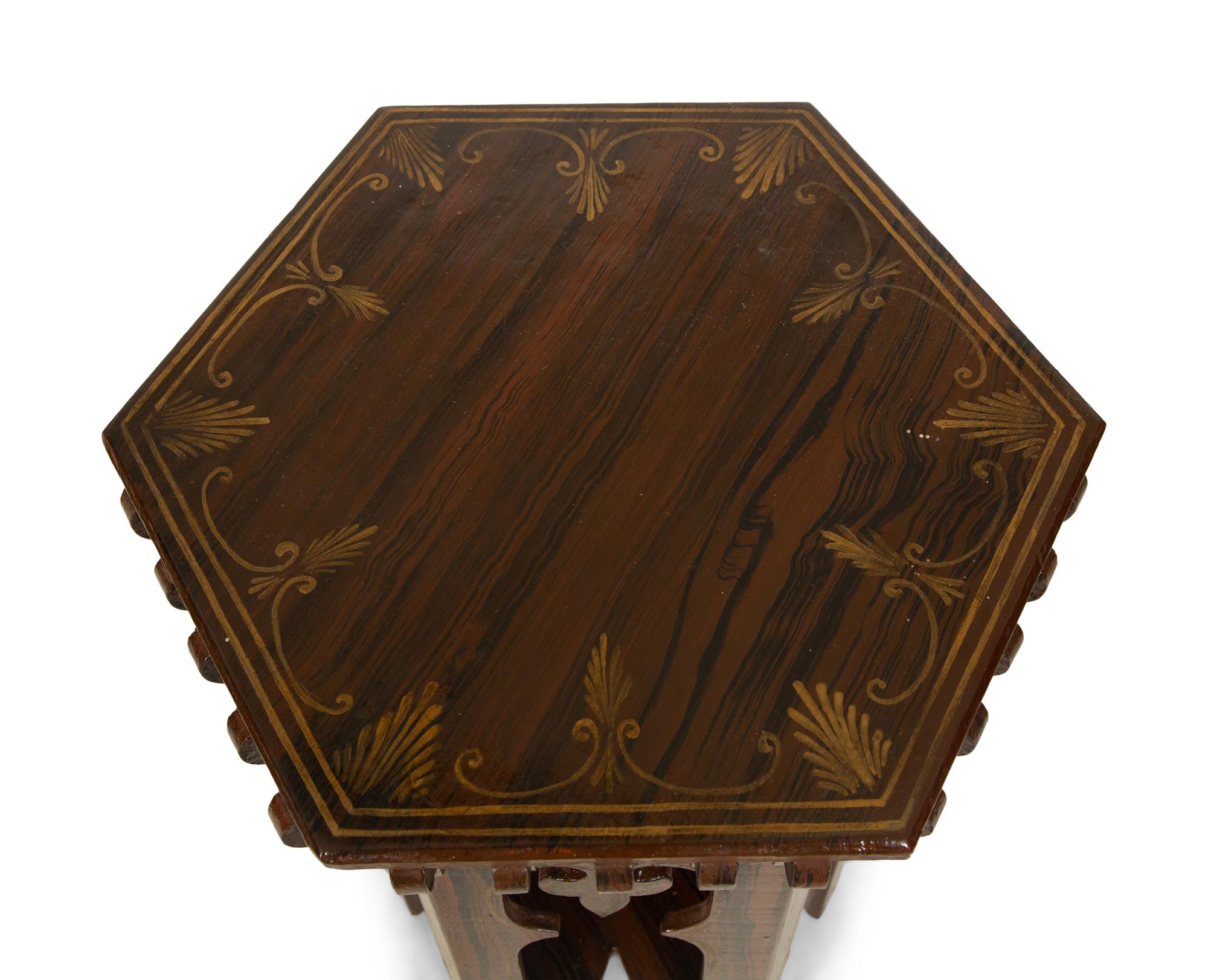 A Grain-Painted and Parcel Gilt Moorish Style Pedestal Table