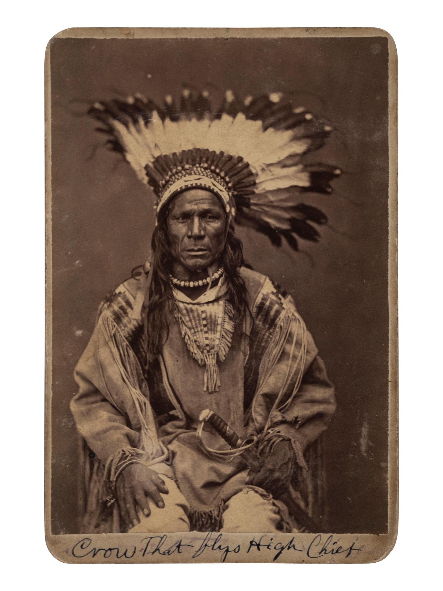 [NATIVE AMERICANS]. GOFF, O.S., photographer. Cabinet card portrait of Crow Flies High. Bismarck, Dakota Territory.