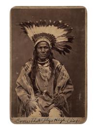 [NATIVE AMERICANS]. GOFF, O.S., photographer. Cabinet card portrait of Crow Flies High. Bismarck, Dakota Territory.