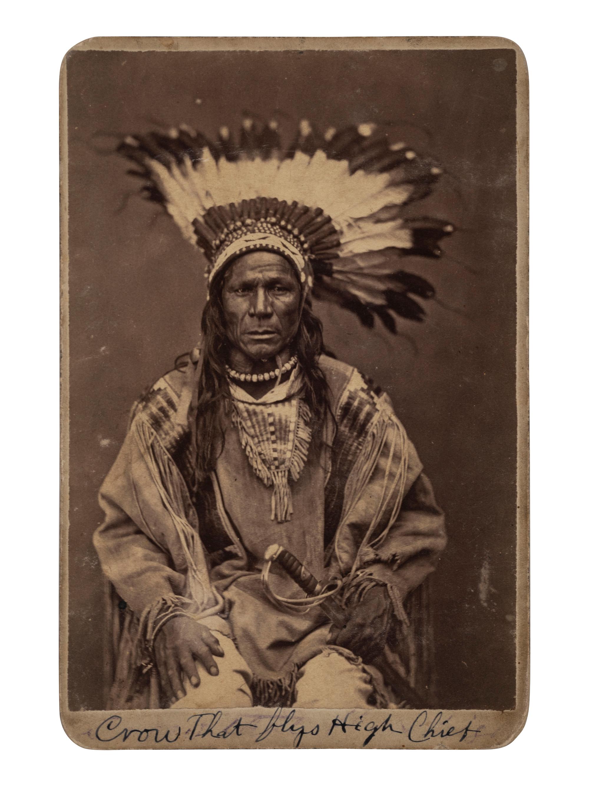 [NATIVE AMERICANS]. GOFF, O.S., photographer. Cabinet card portrait of Crow Flies High. Bismarck, Dakota Territory.