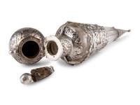 A Continental Silver Decanter, Beaker and Perfume