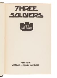 DOS PASSOS, John (1896-1970). Three Soldiers . New York: George H. Doran, 1921.