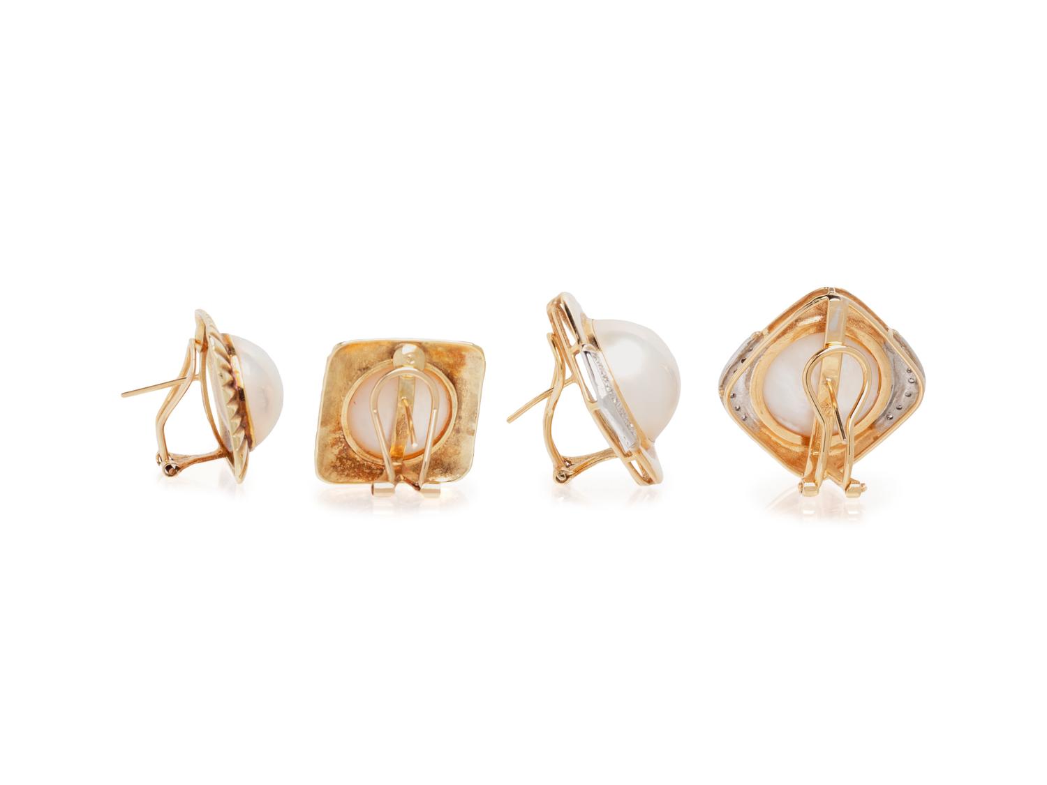 COLLECTION OF MABÉ CULTURED PEARL EARRINGS