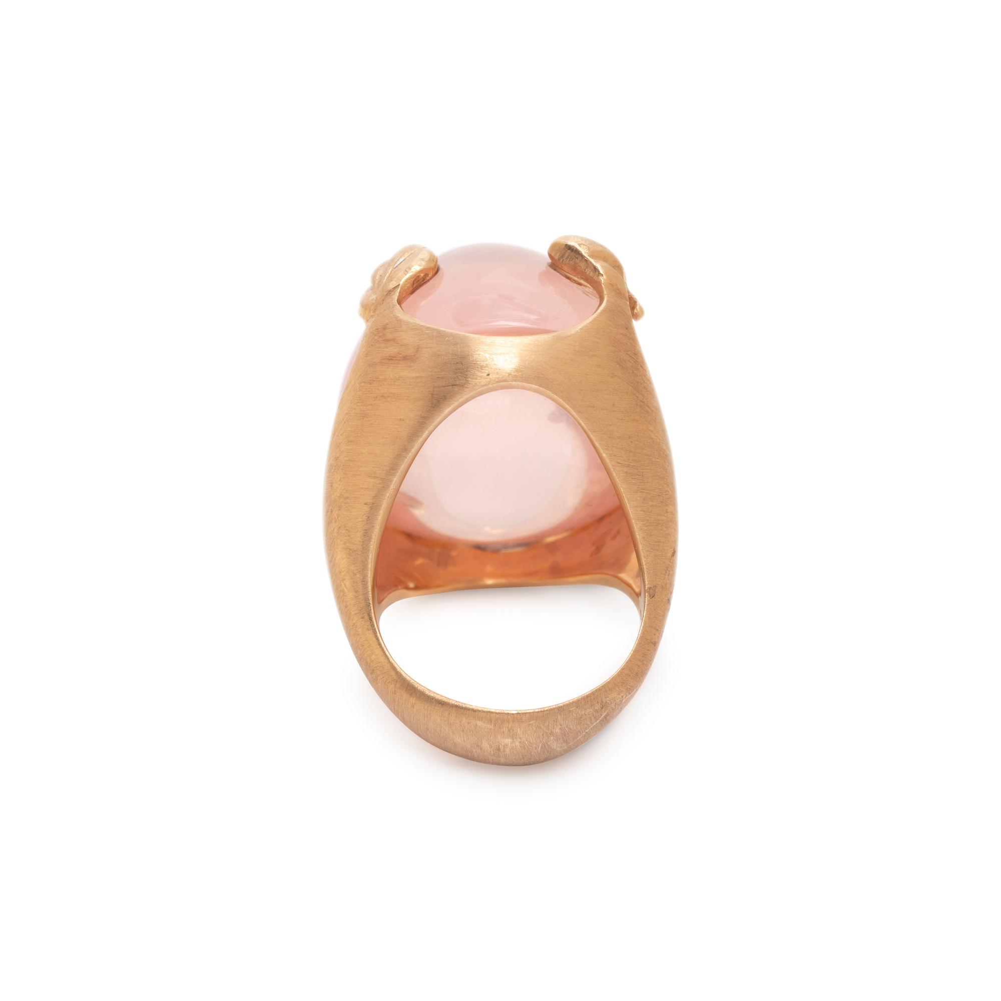ROSE GOLD, ROSE QUARTZ AND BROWN DIAMOND RING