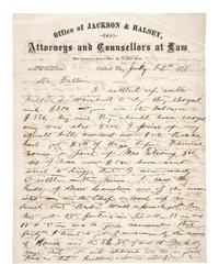 [CHICAGO]. Archive of letters and documents of Andrew B. JACKSON, founder of Rogers Park, IL, and his son Andrew JACKSON.