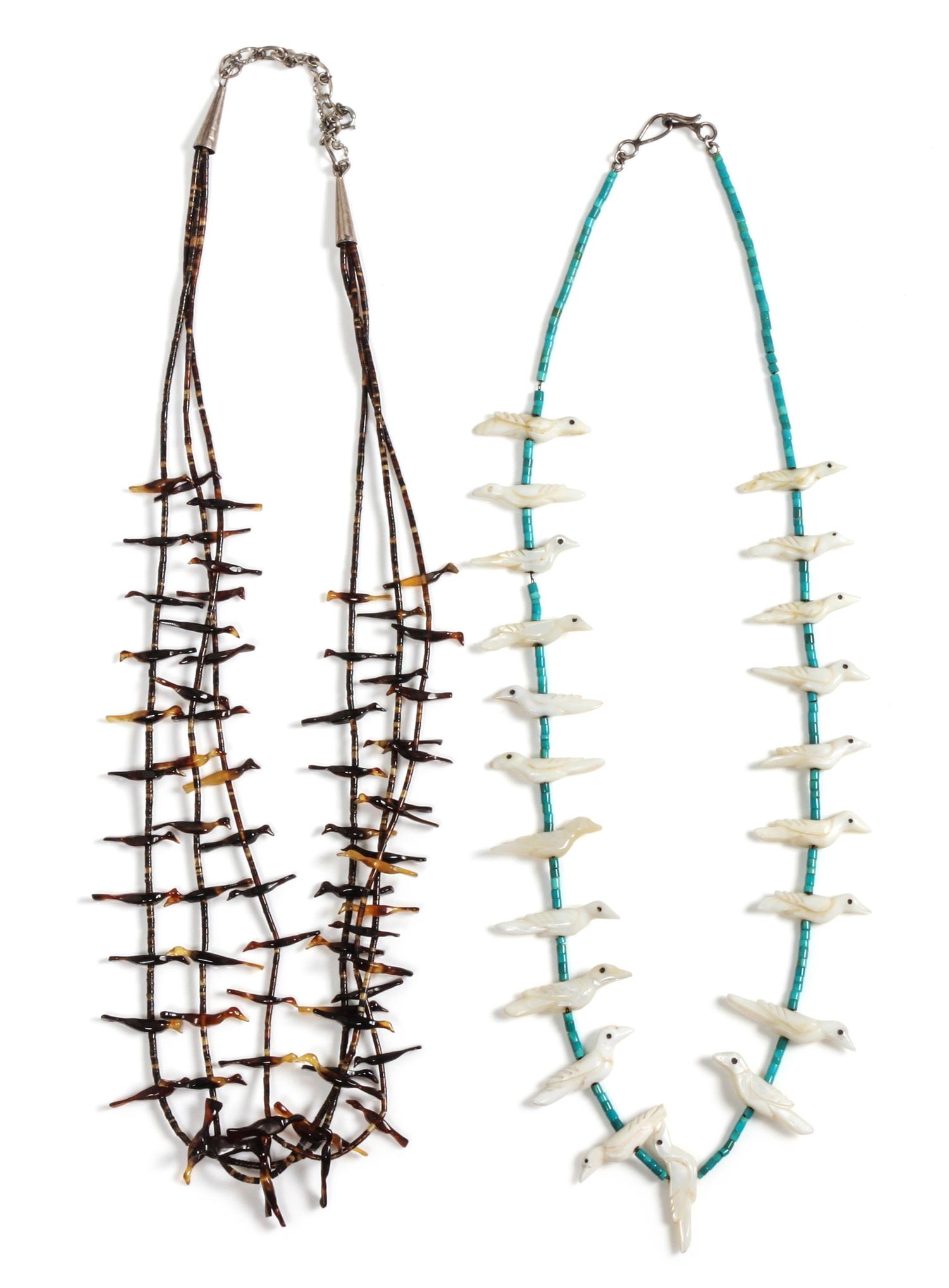 Two Zuni Fetish Necklaces Length of longer 24 inches.