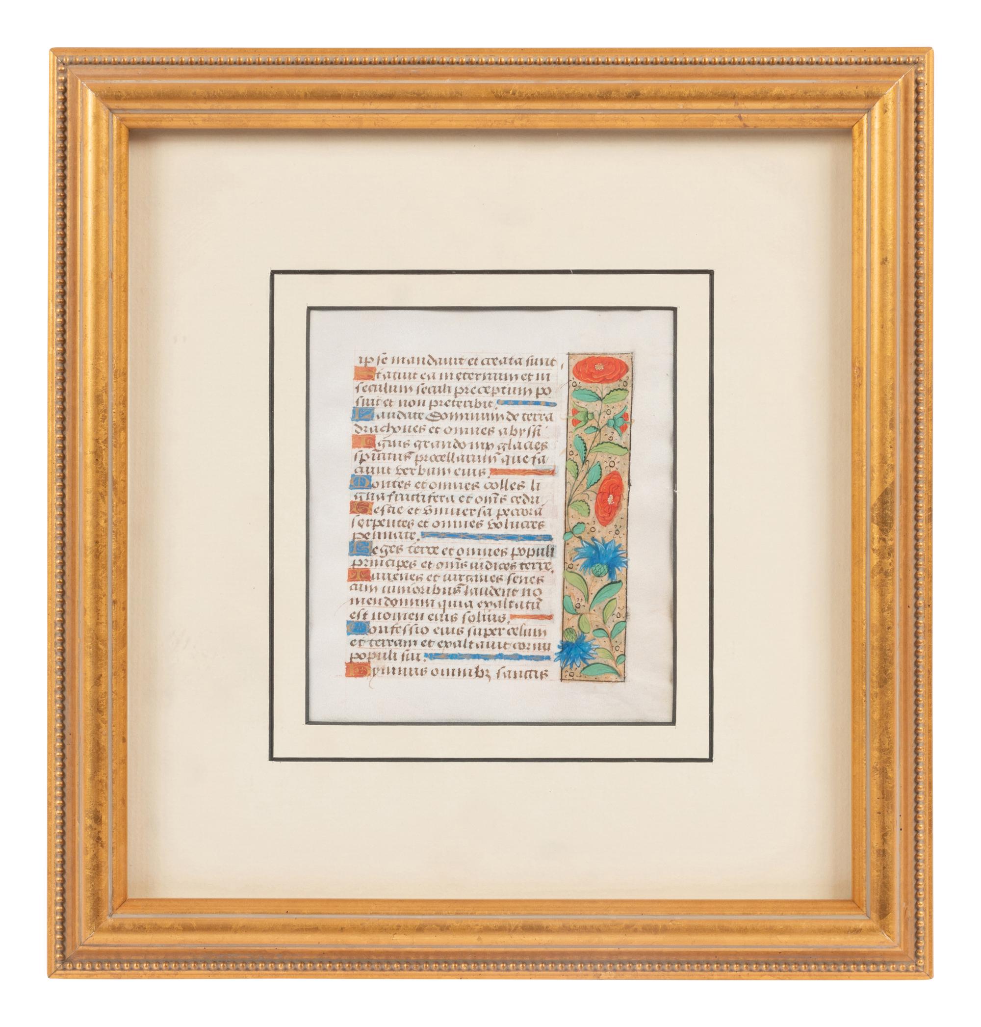 A Group of Book of Hours Leaves on Vellum