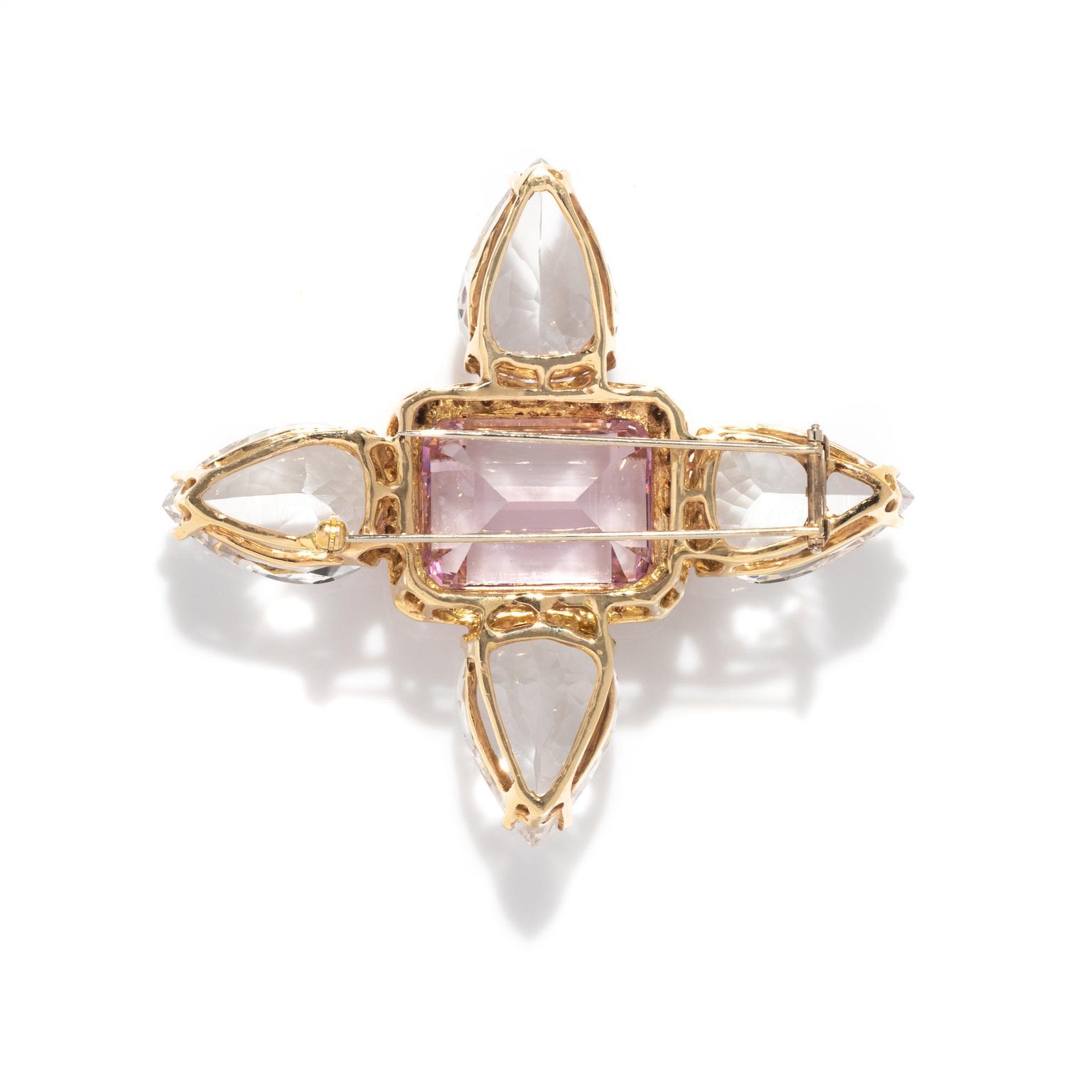 MULTIGEM AND DIAMOND BROOCH