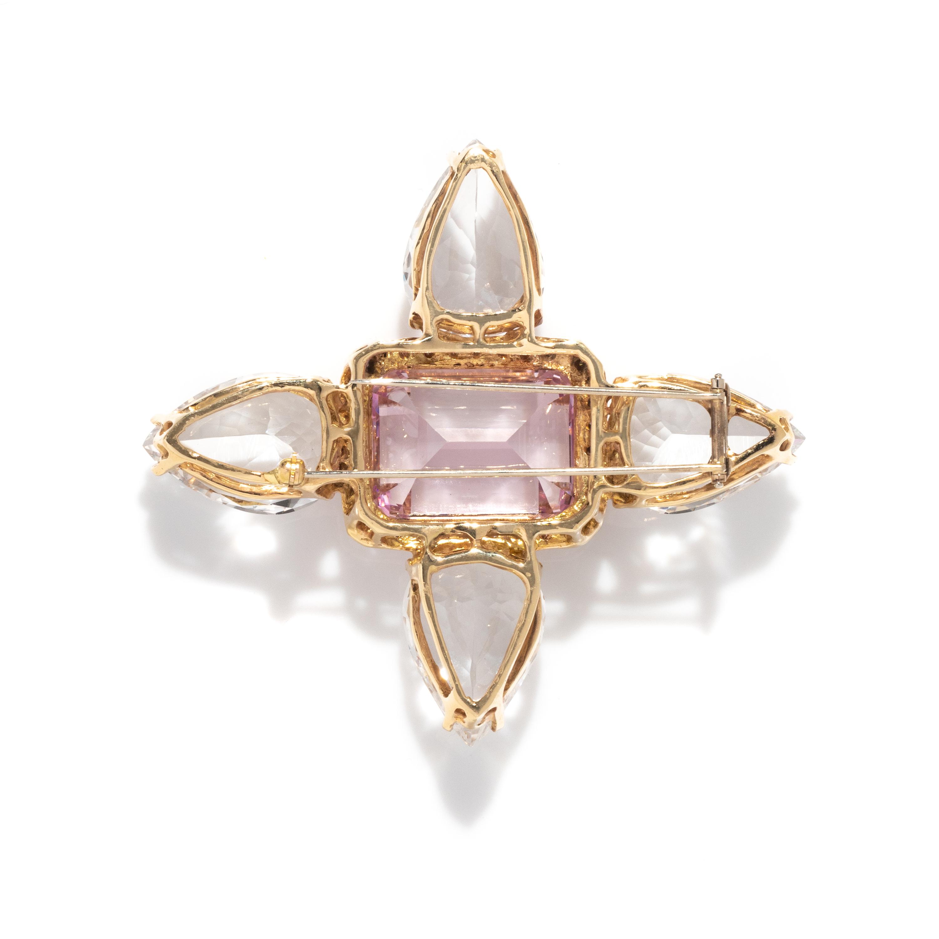 MULTIGEM AND DIAMOND BROOCH