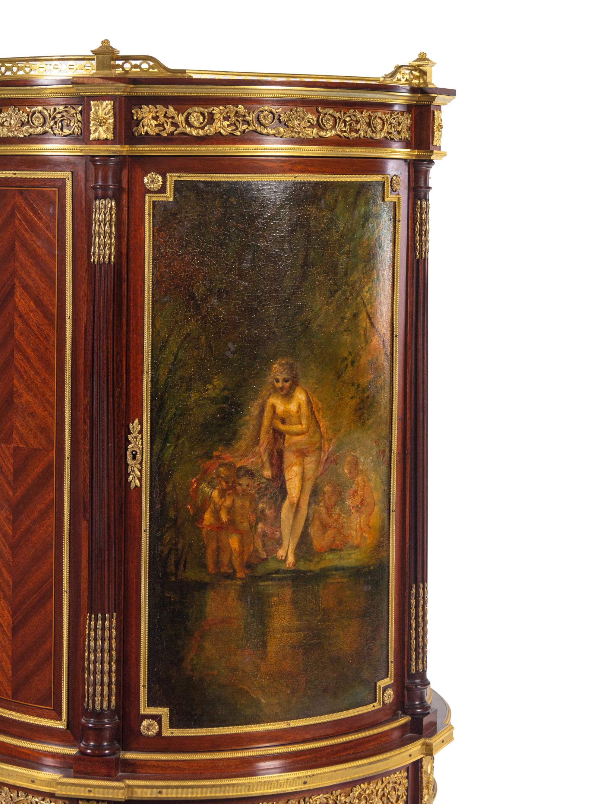 A Louis XVI Style Gilt Bronze Mounted Vernis Martin Cabinet on Stand