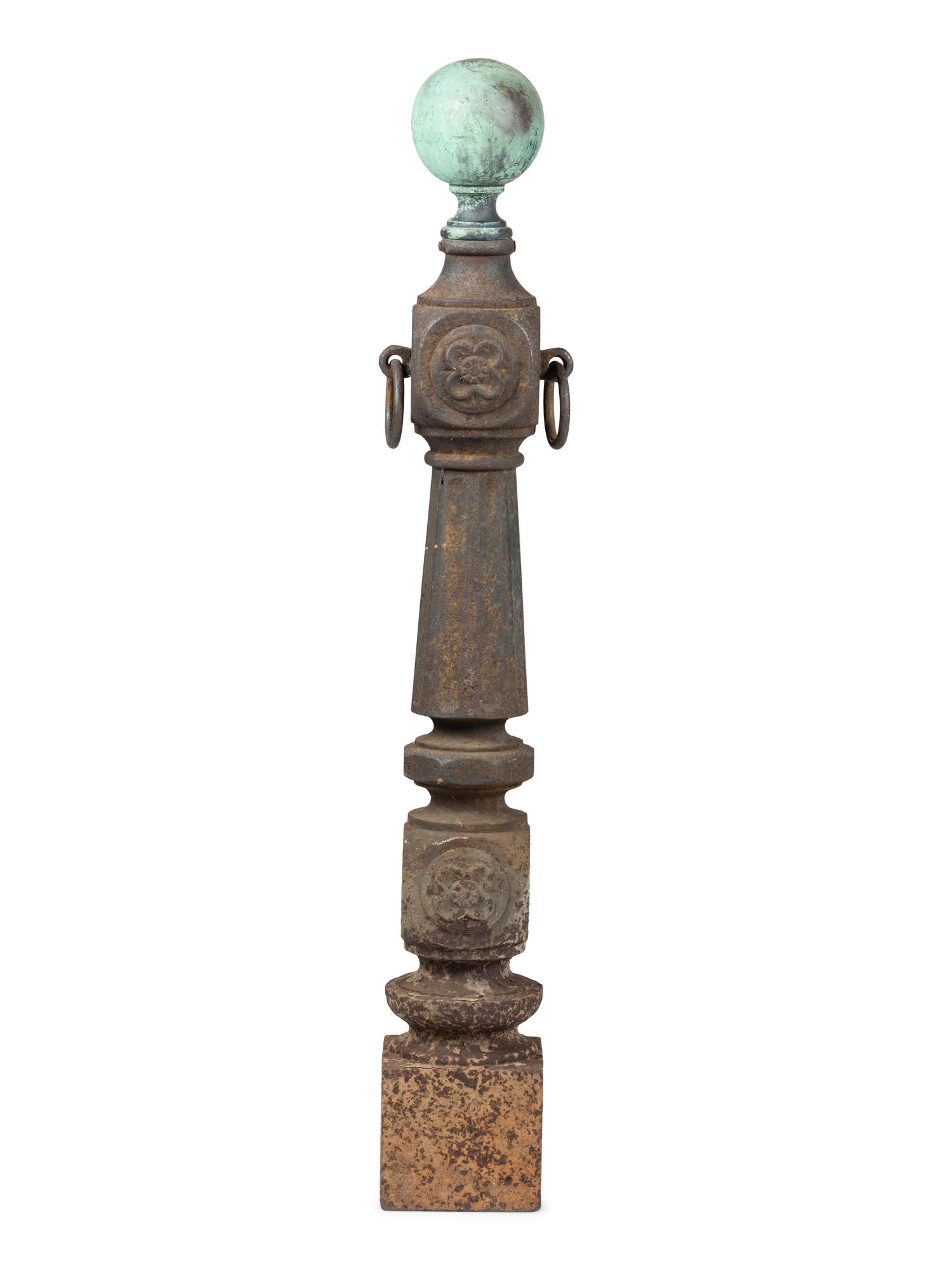 A Cast-Iron Hitching Post with Copper Finial