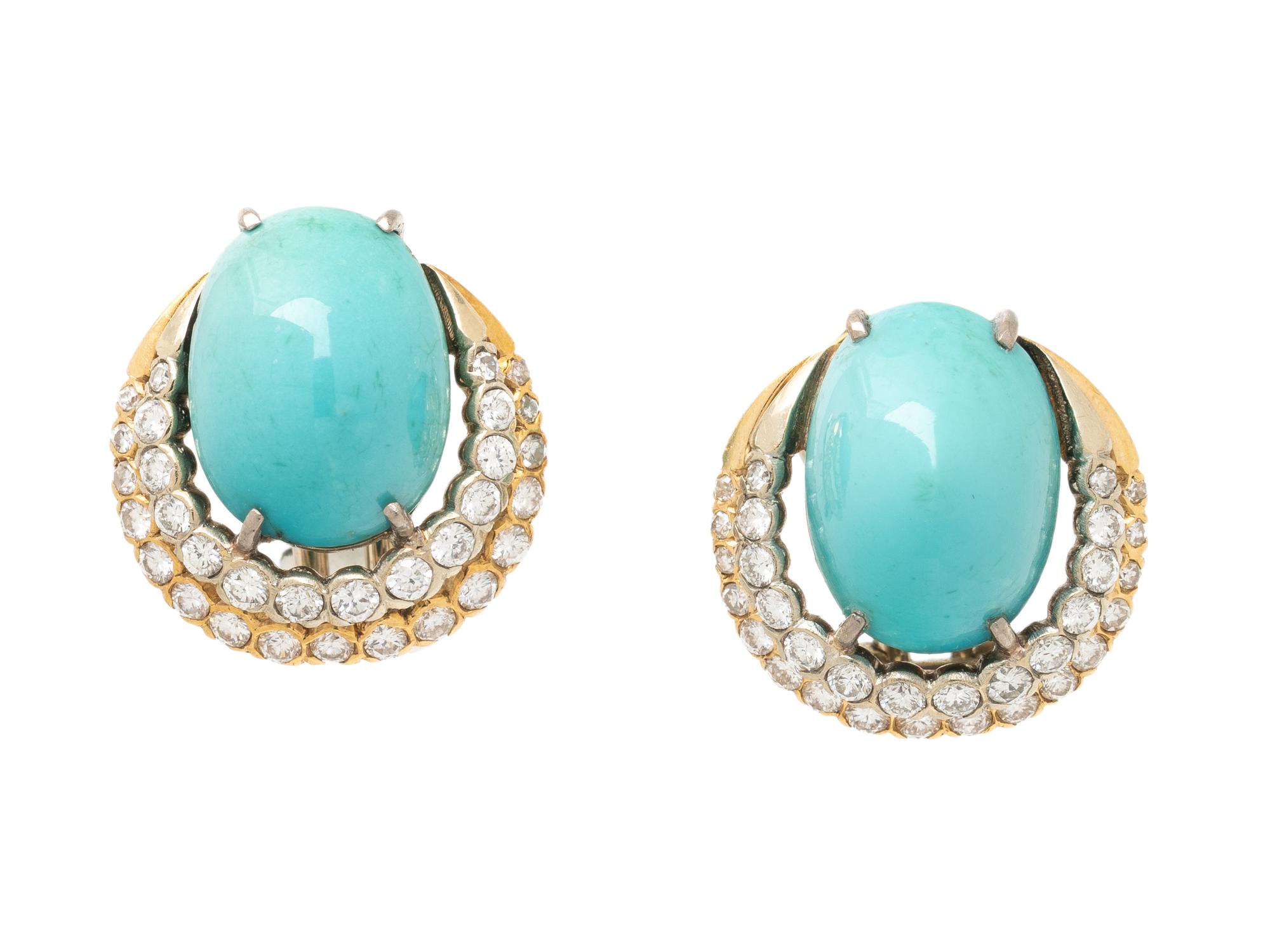 TURQUOISE AND DIAMOND EARRINGS