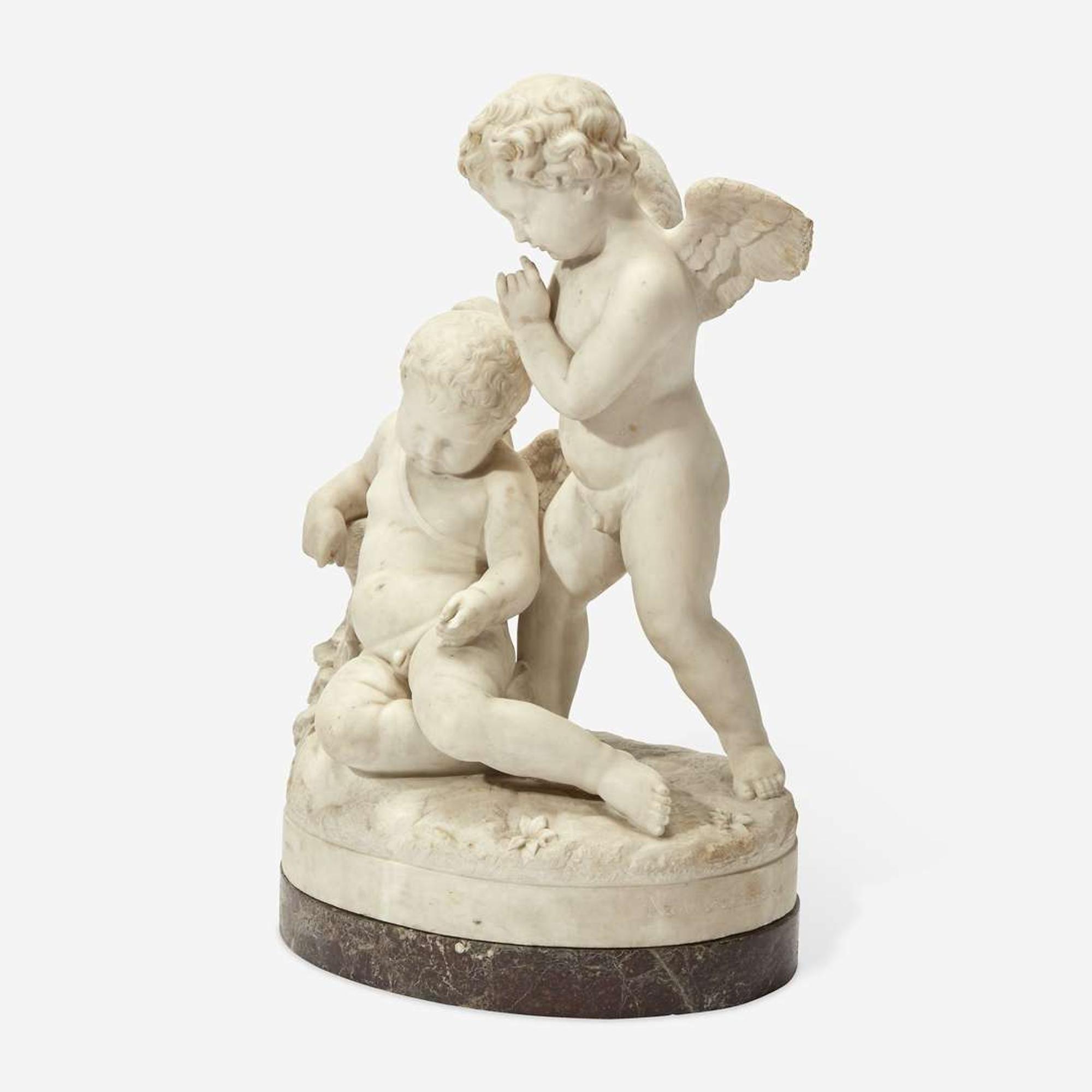 An Italian White Marble Sculpture of Two Putti Nicola Cantalamessa-Papotti (Italian, 1833-1910), dated 1869