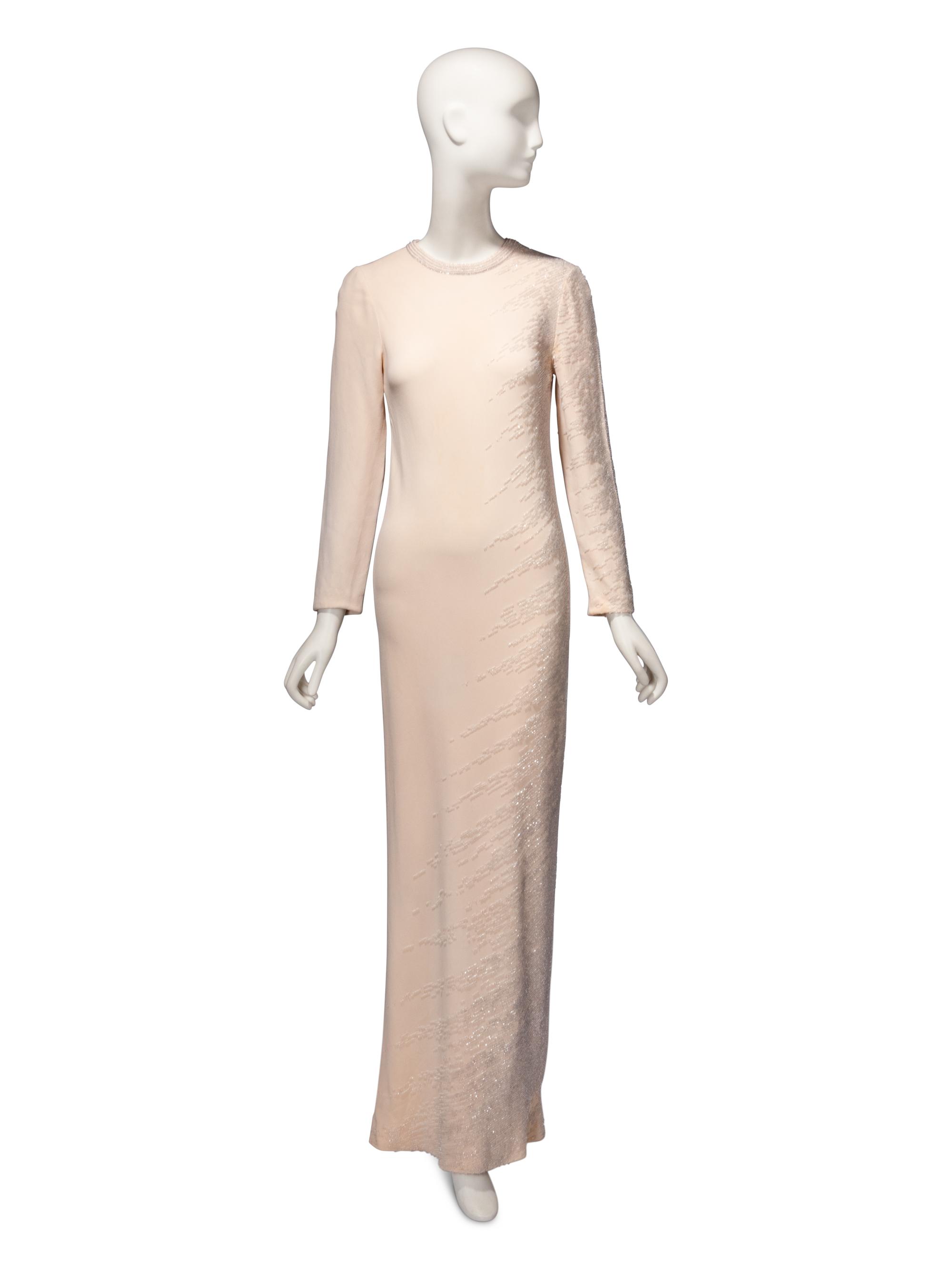 Guy Laroche Haute Couture, Beaded Cream Gown & Ostrich Cape