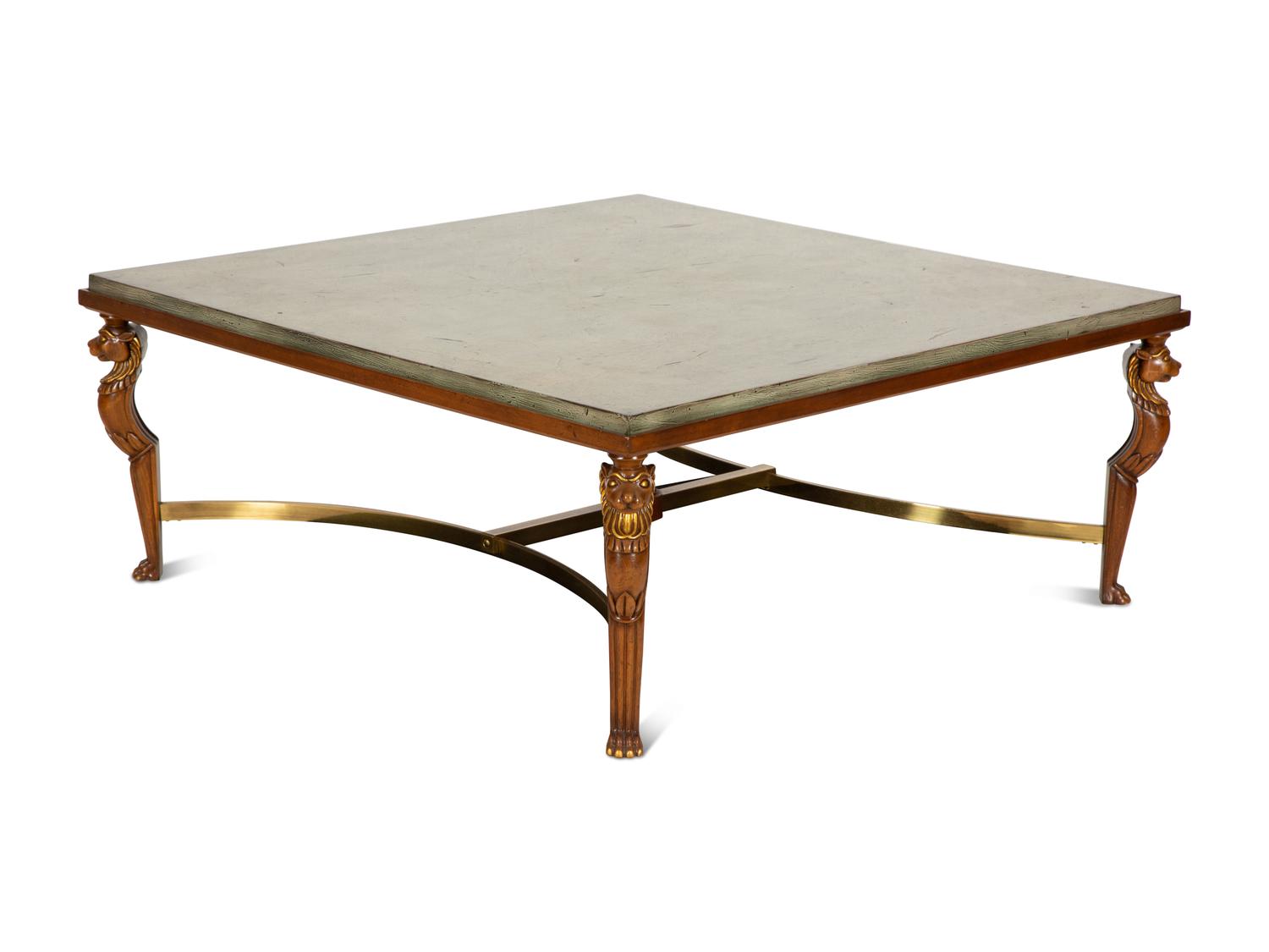 An Empire Style Painted and Parcel Gilt Coffee Table