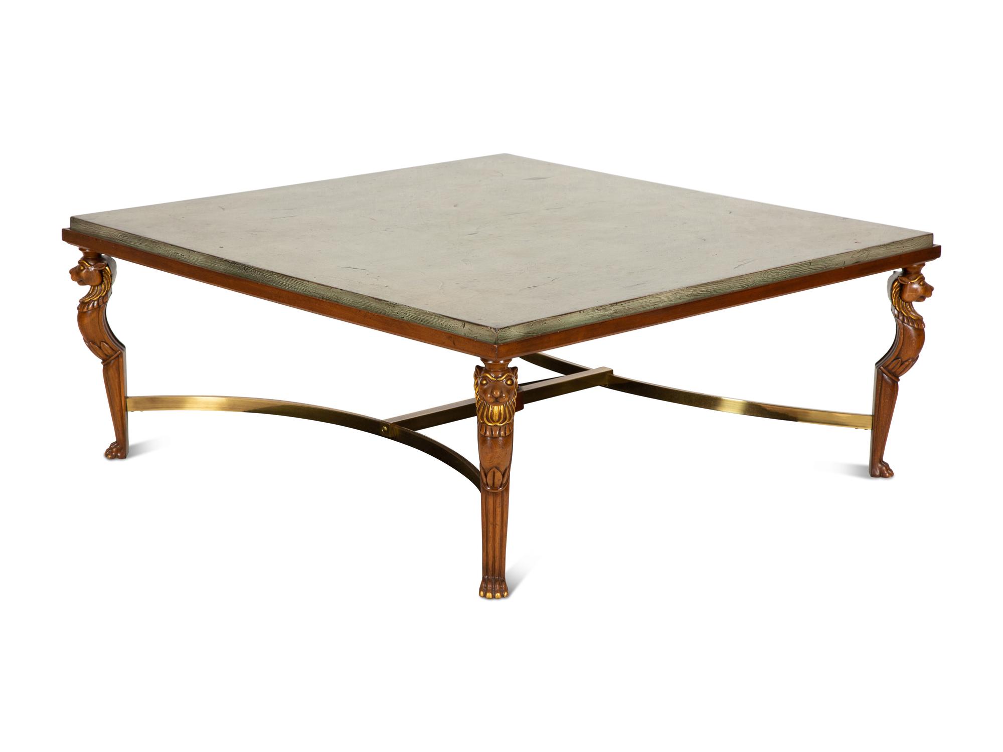 An Empire Style Painted and Parcel Gilt Coffee Table