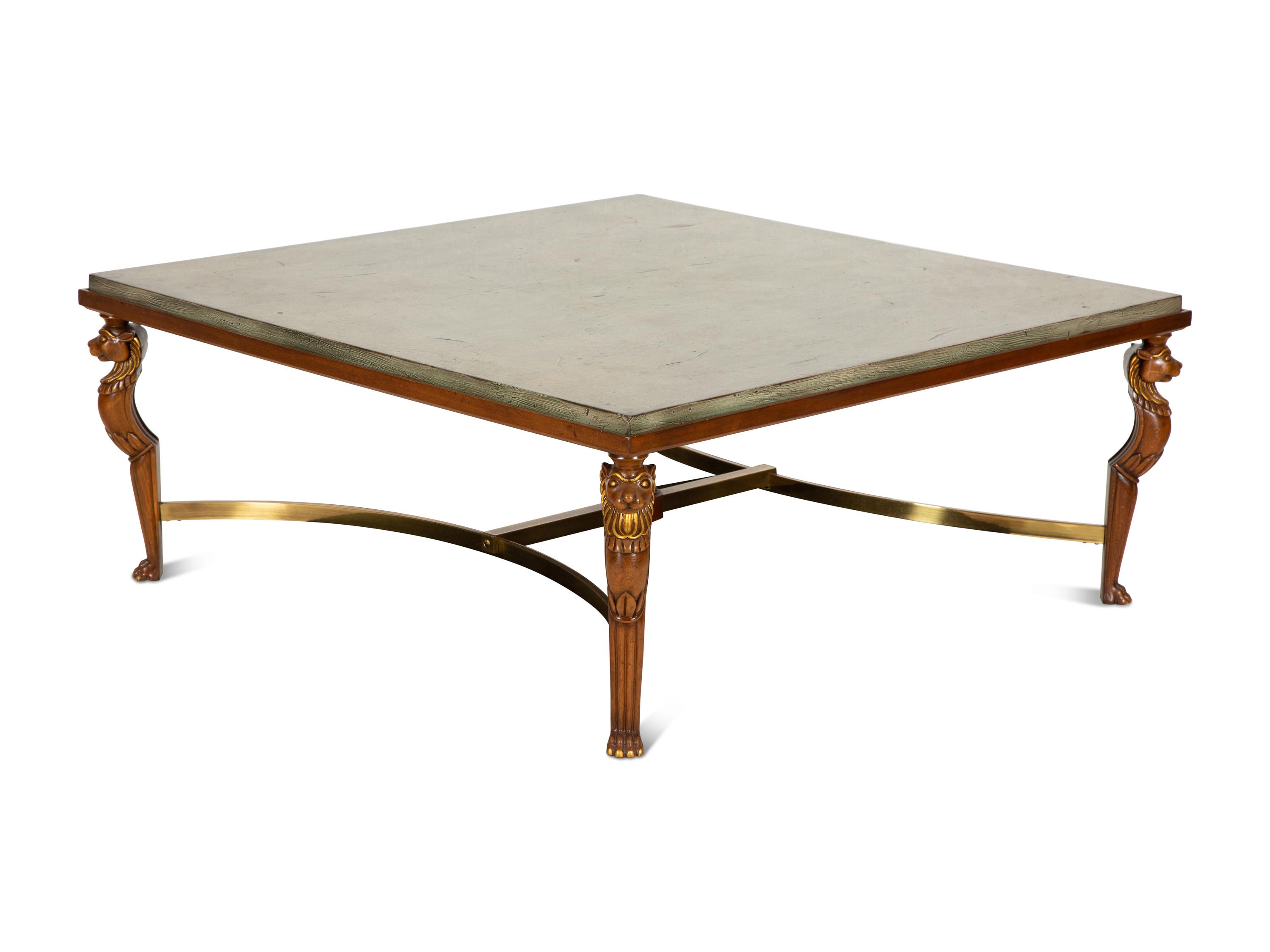 An Empire Style Painted and Parcel Gilt Coffee Table