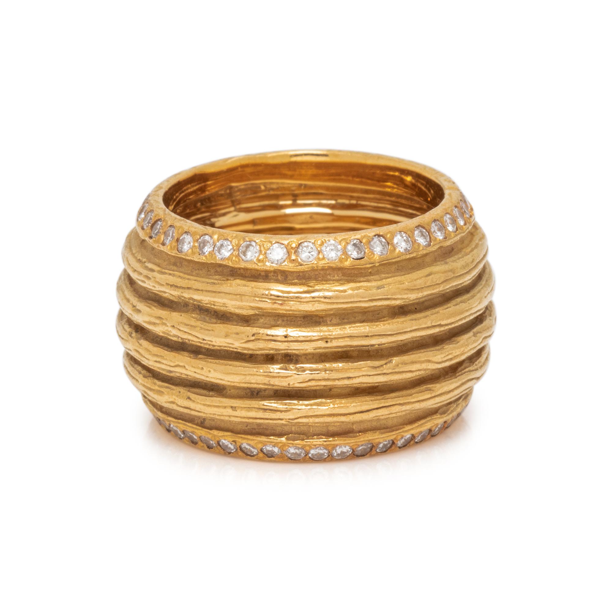 KATY BRISCOE, YELLOW GOLD AND DIAMOND 'COLUMN' RING