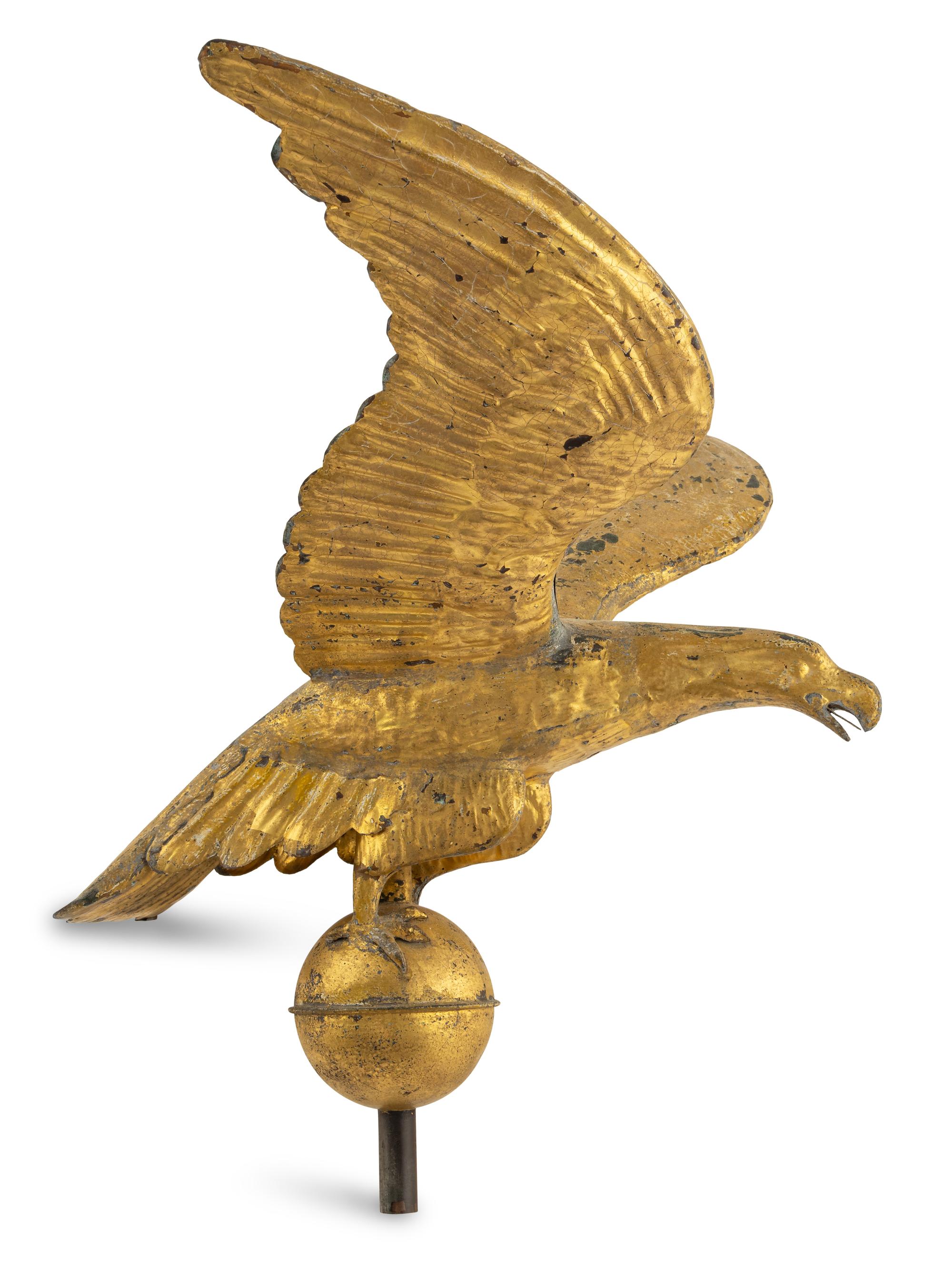 A Molded and Gilt Copper Eagle Weathervane