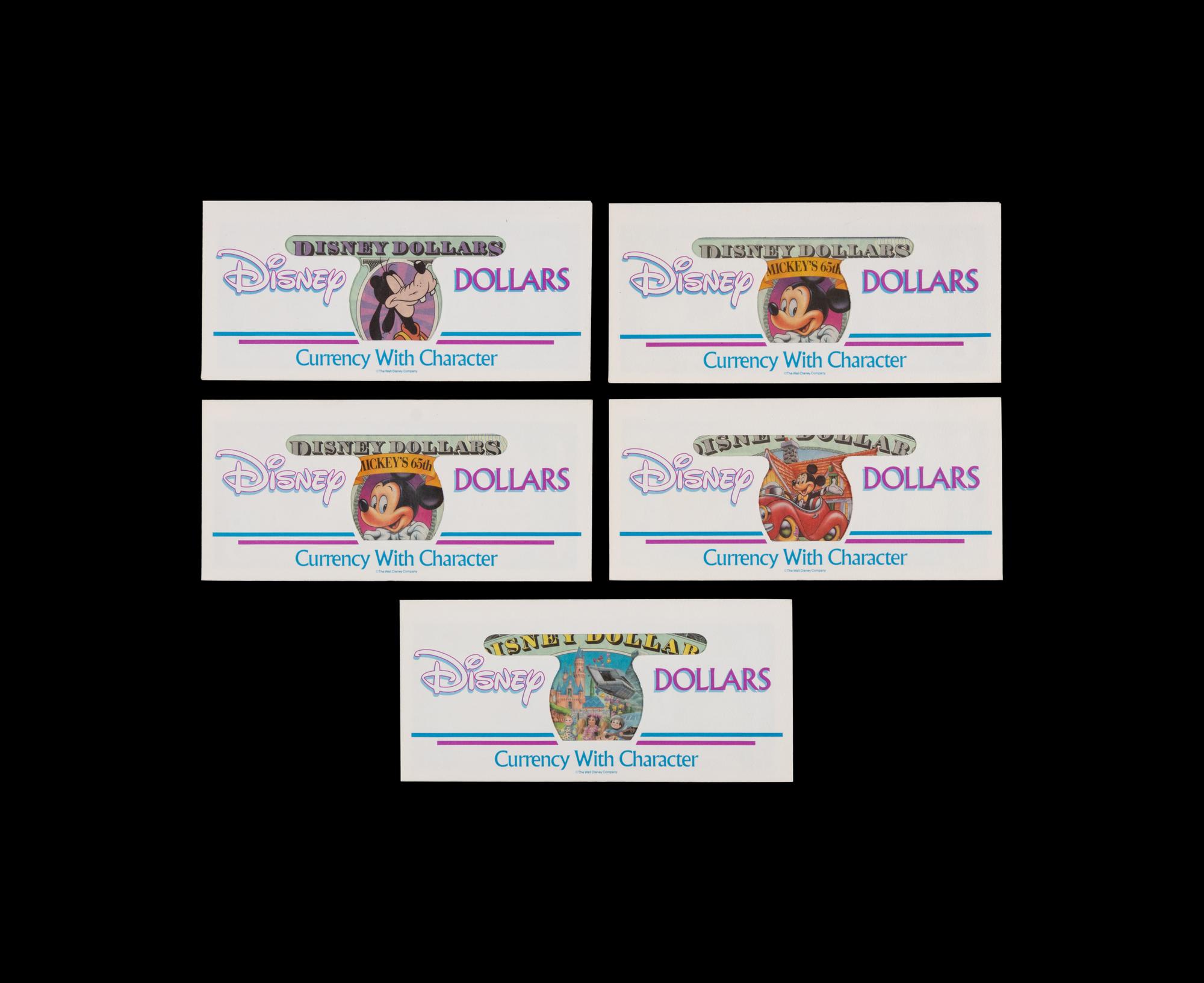 [DISNEY DOLLARS] A Group of Five Uncirculated Series 1993 Notes