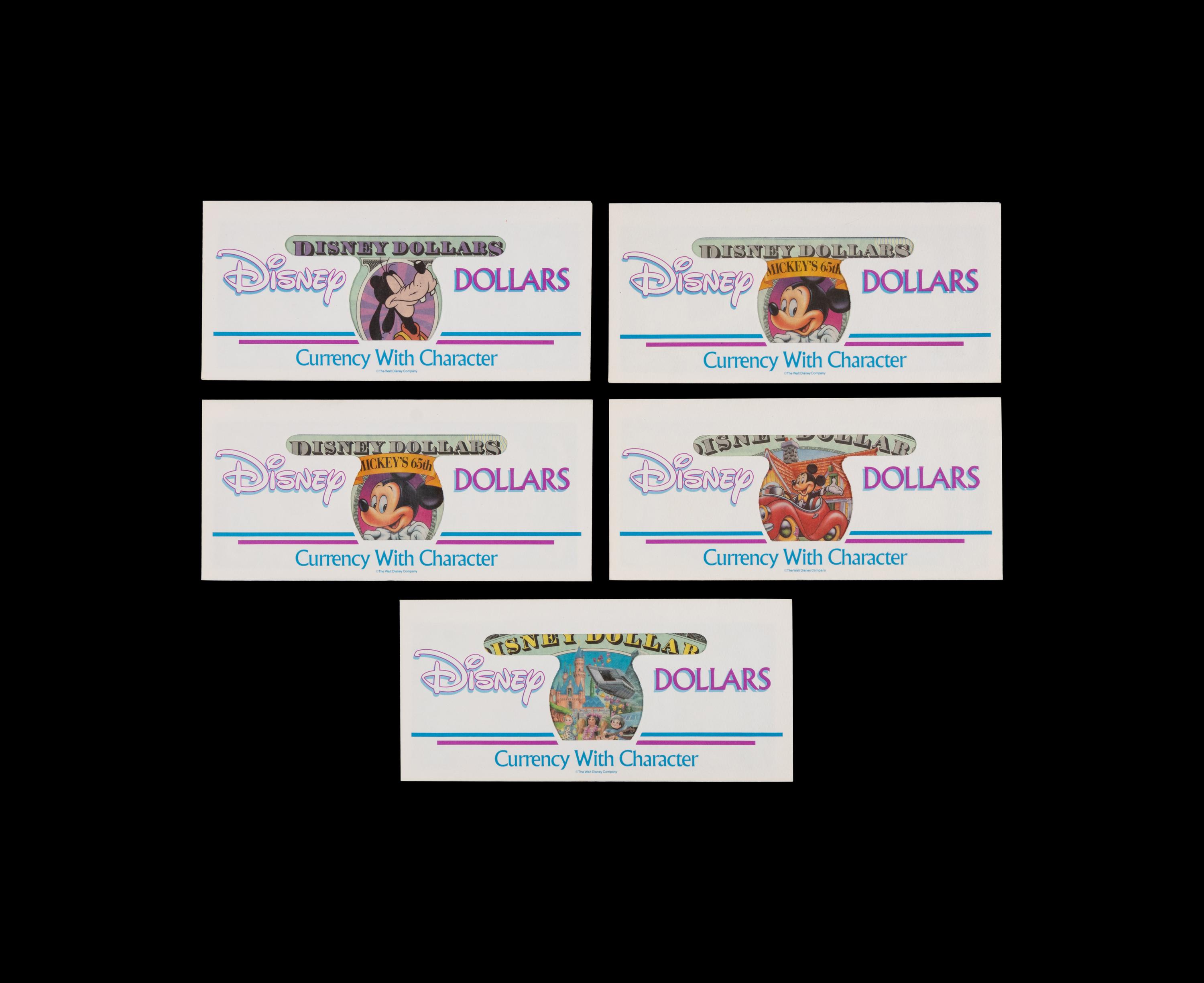 [DISNEY DOLLARS] A Group of Five Uncirculated Series 1993 Notes