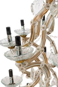 A Pair of Large Thirty-One-Light Cased Glass Chandeliers
