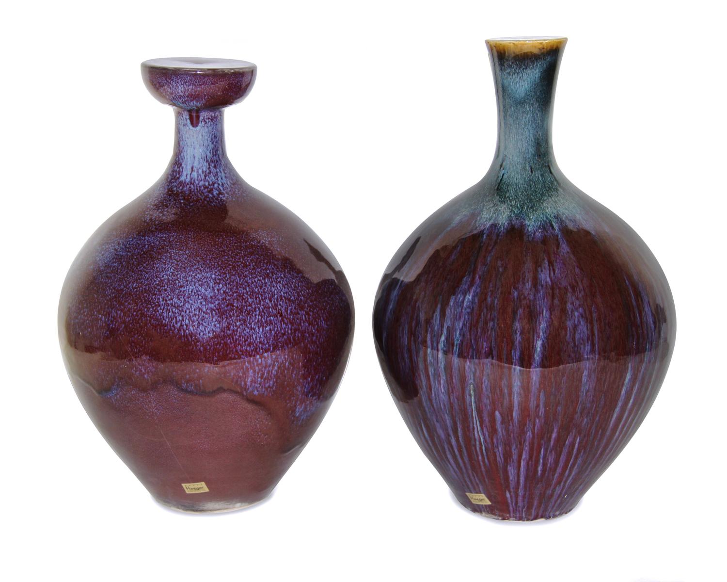 Two Pottery Lamp Bases Height of taller 22 inches. — Attributed to Harding Black
