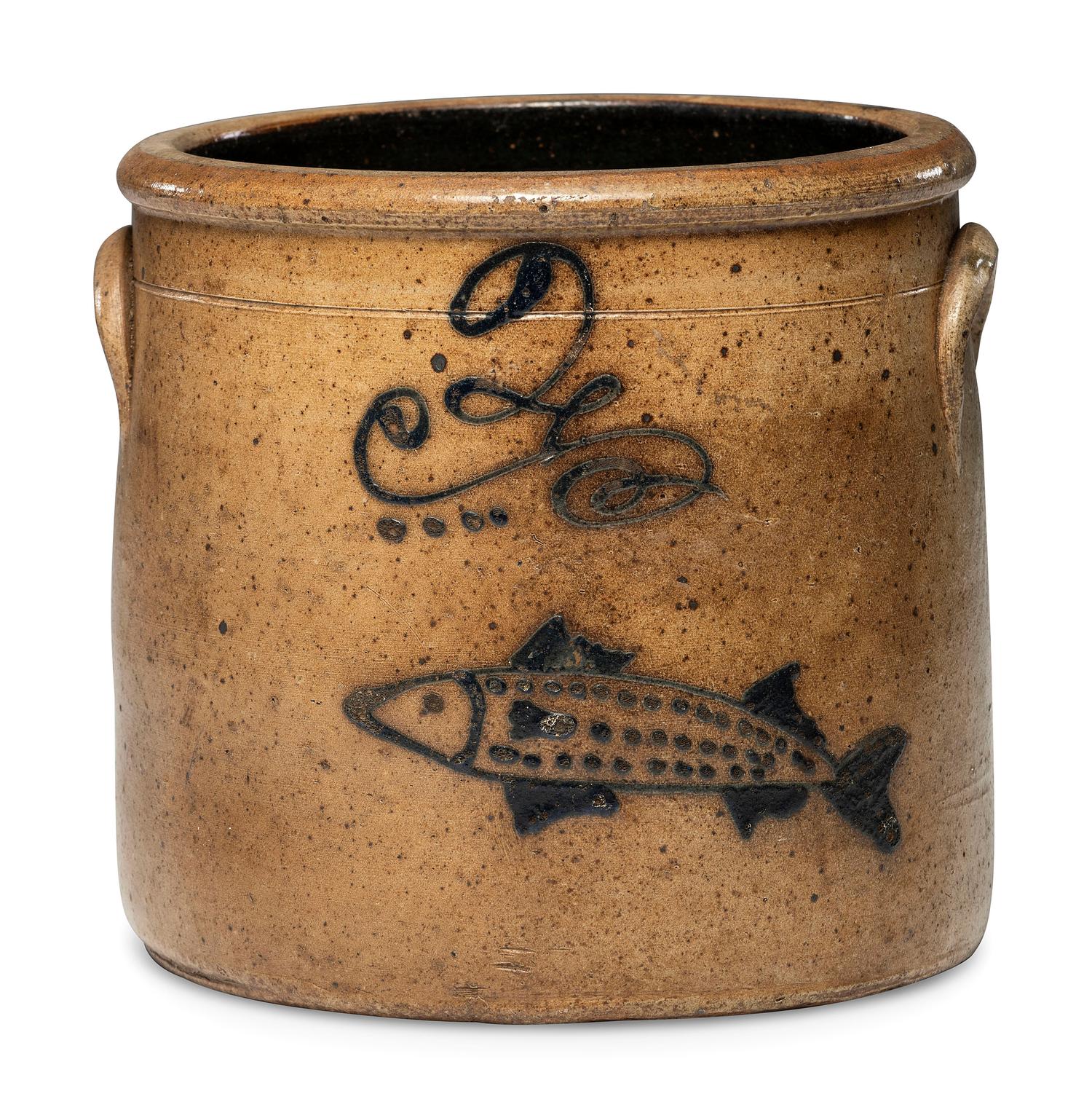 A Rare P. H. Smith Two-Gallon Cobalt Decorated 'Fish' Jug