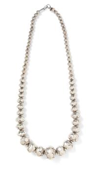 A Silver Graduated Bead Necklace,