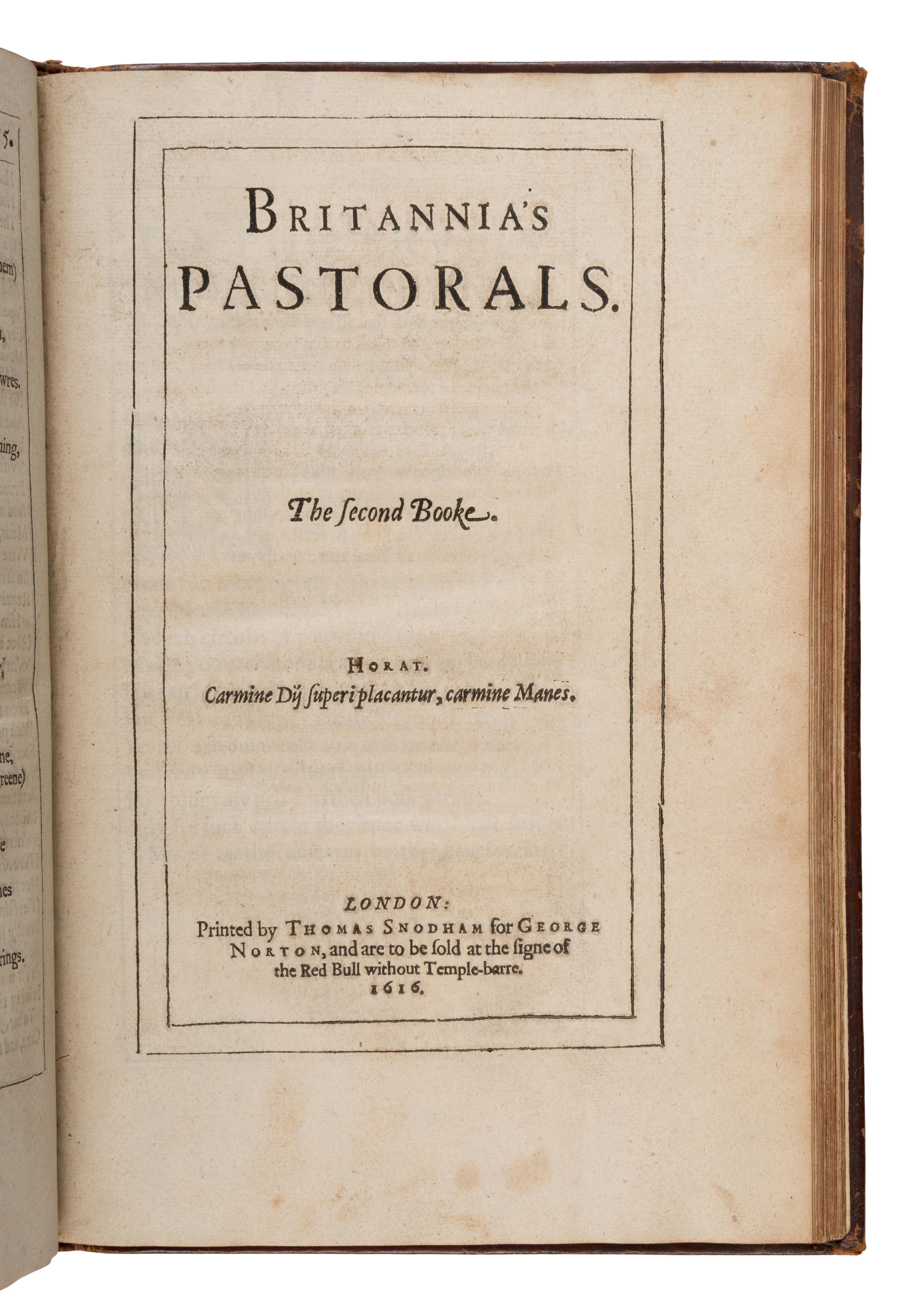 [Milton, John (1608-1674), purportedly his copy]. -- Browne, William (ca 1590-1645). Britannia's Pastorals . London: Printed for Ceo. Norton, 1613, 1616.