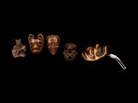 Five Japanese Carved Wood Netsuke