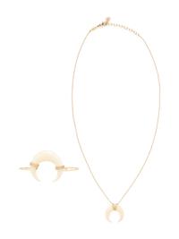 YELLOW GOLD, DIAMOND AND BONE NECKLACE AND BRACELET