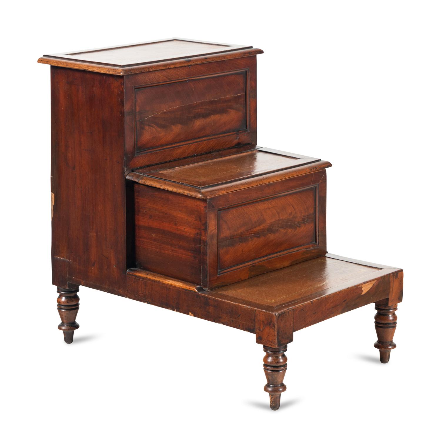 A Set of English Mahogany Bed Steps