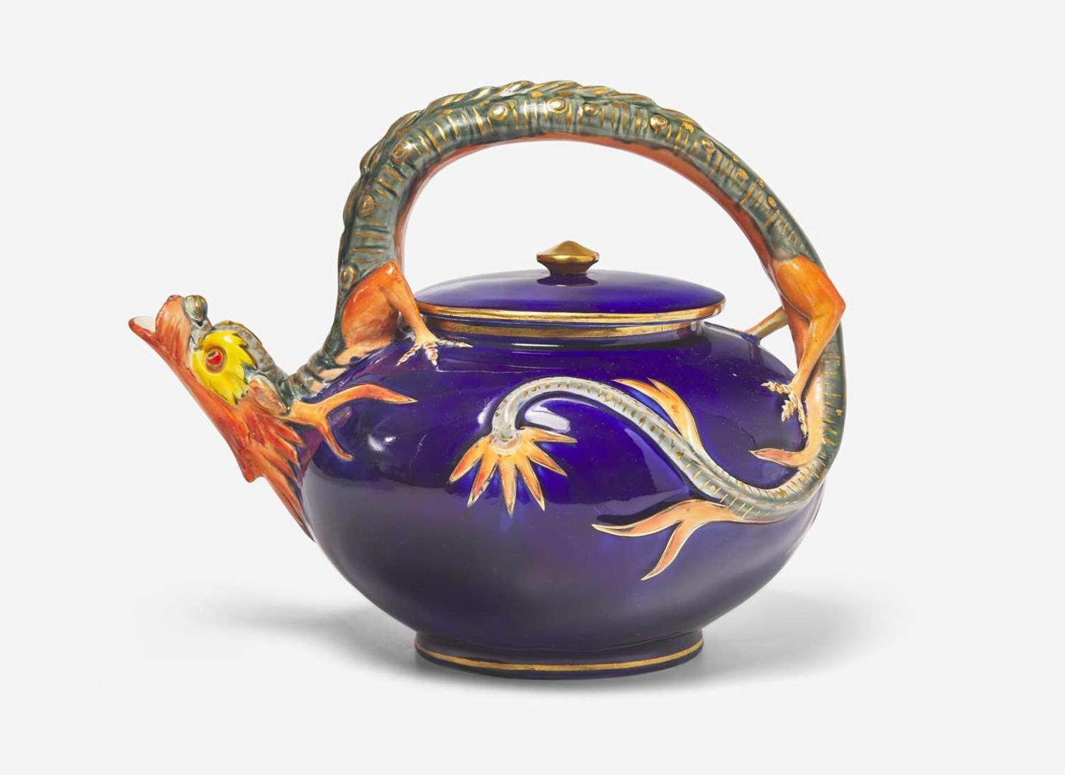 A Wedgwood Majolica Dragon Teapot, UK, 1872