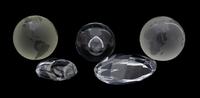 Five Tiffany Crystal Paperweights Length of longest 4 3/4 inches. — 20TH CENTURY