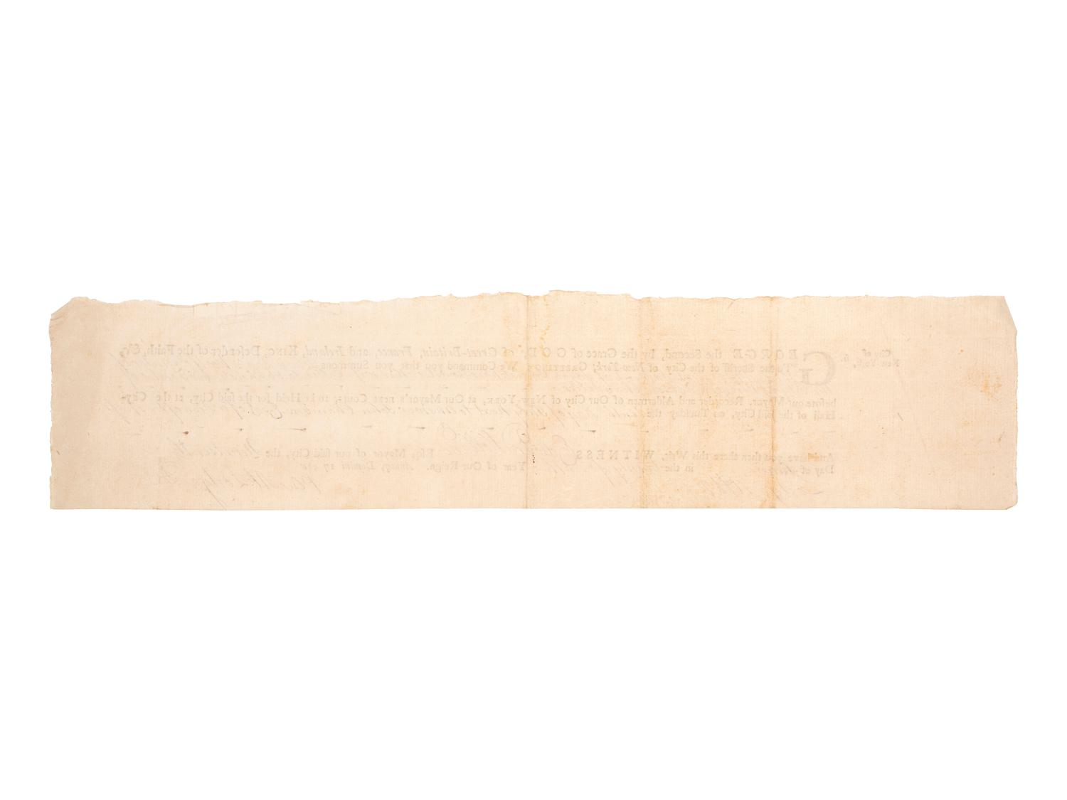 [COLONIAL AMERICA]. A group of 2 documents signed by prominent colonial figures.