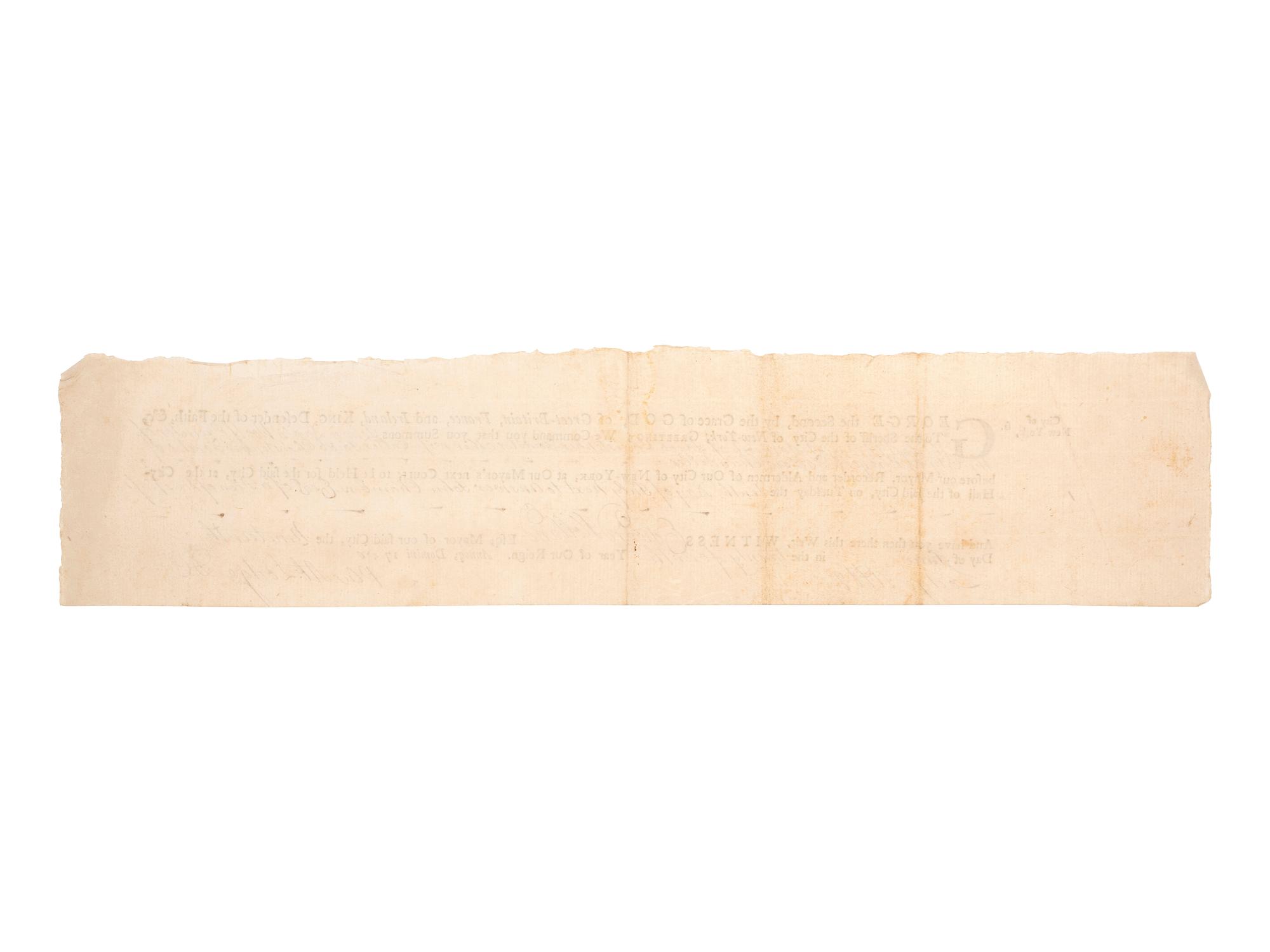 [COLONIAL AMERICA]. A group of 2 documents signed by prominent colonial figures.