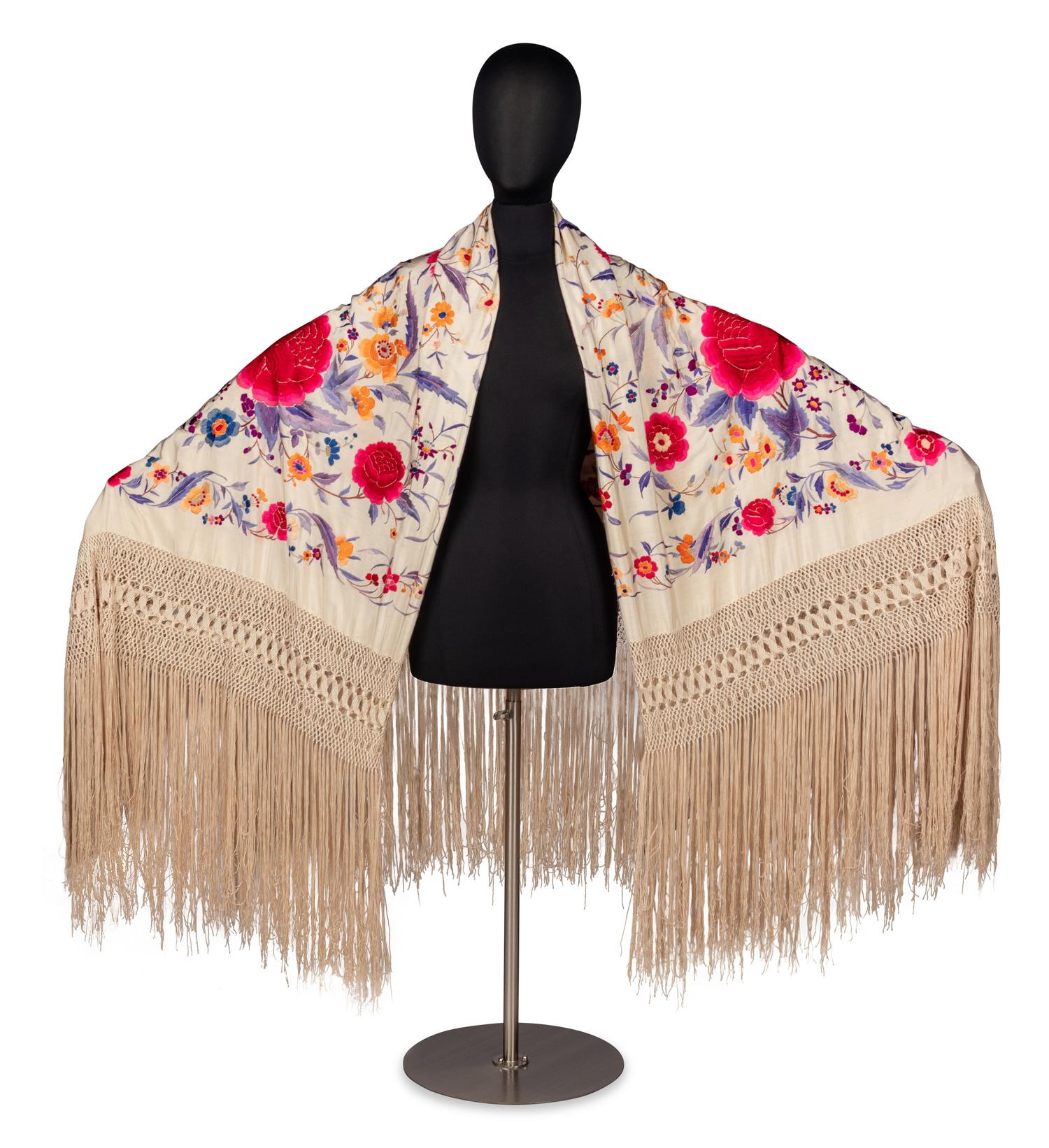 Embroidered Floral Piano Shawl, 1930s