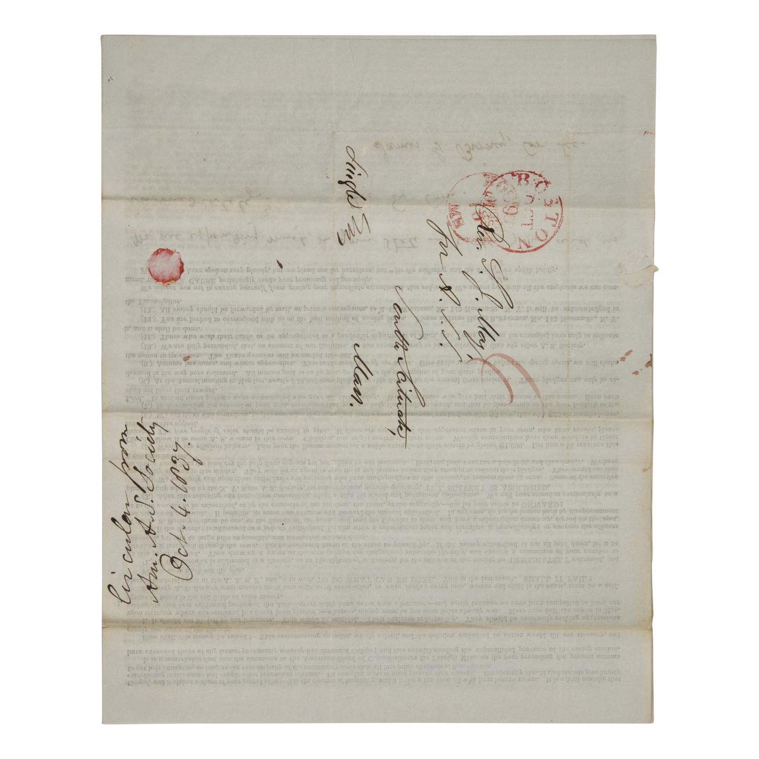 [African-Americana] Birney, James G. Signed Printed Circular of the American Anti-Slavery Society