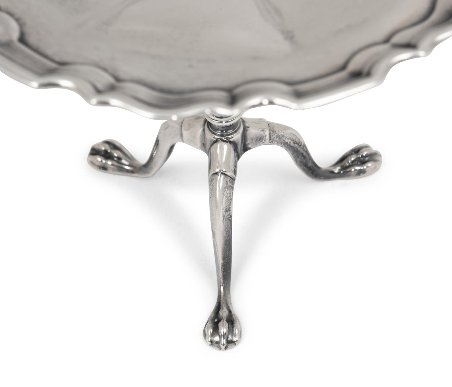 A Pair of Diminutive English Silver Center Tables