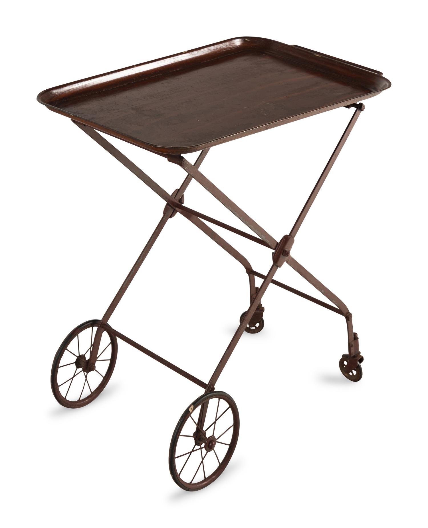A Red Painted Metal Butler’s Garden Cart
