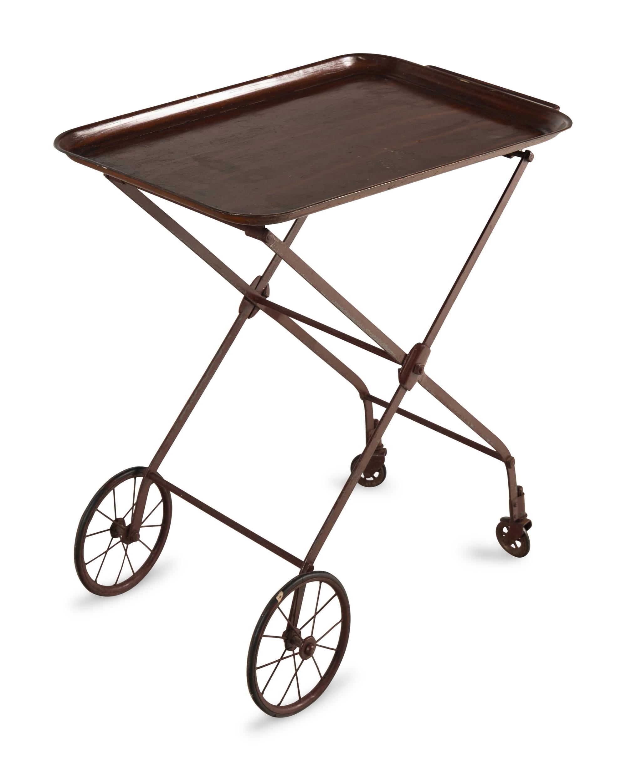 A Red Painted Metal Butler’s Garden Cart